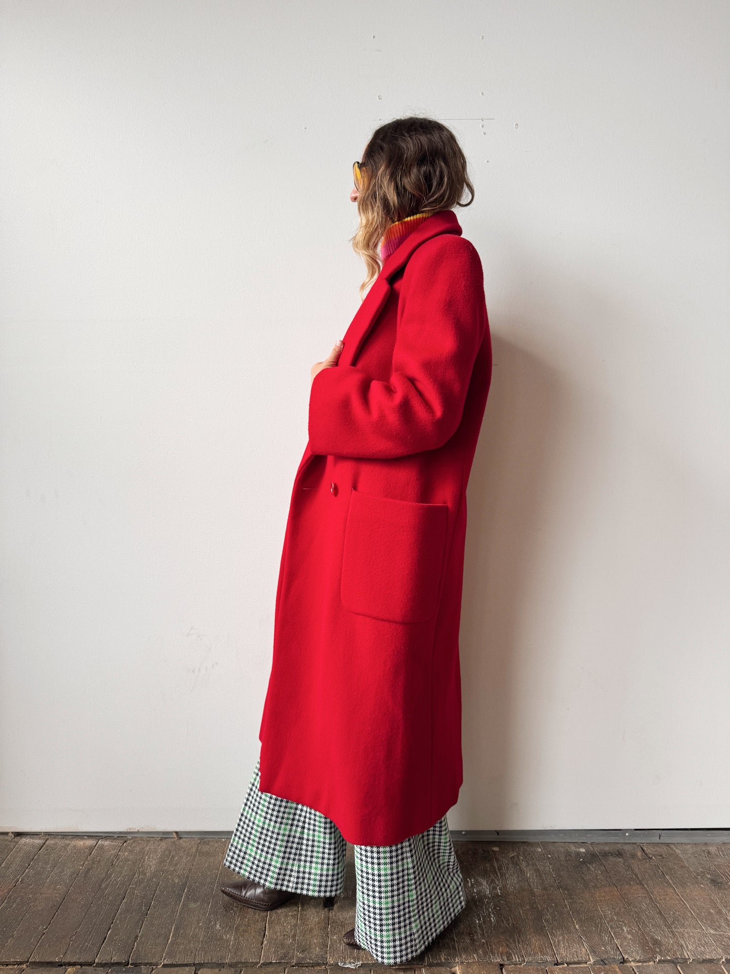 Red Wool 90s Overcoat (M)
