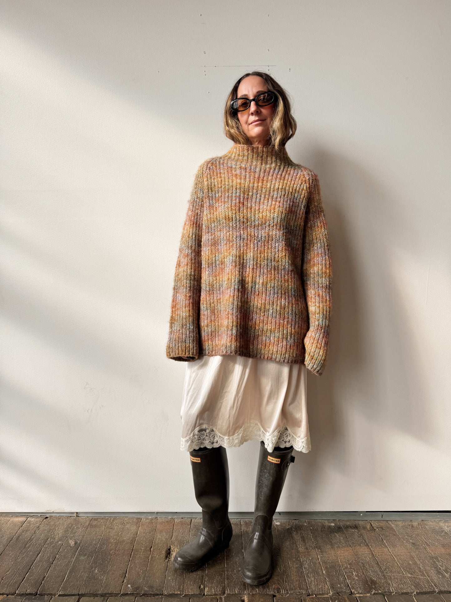 Melange 90s Wool Beige Sweater (XL)