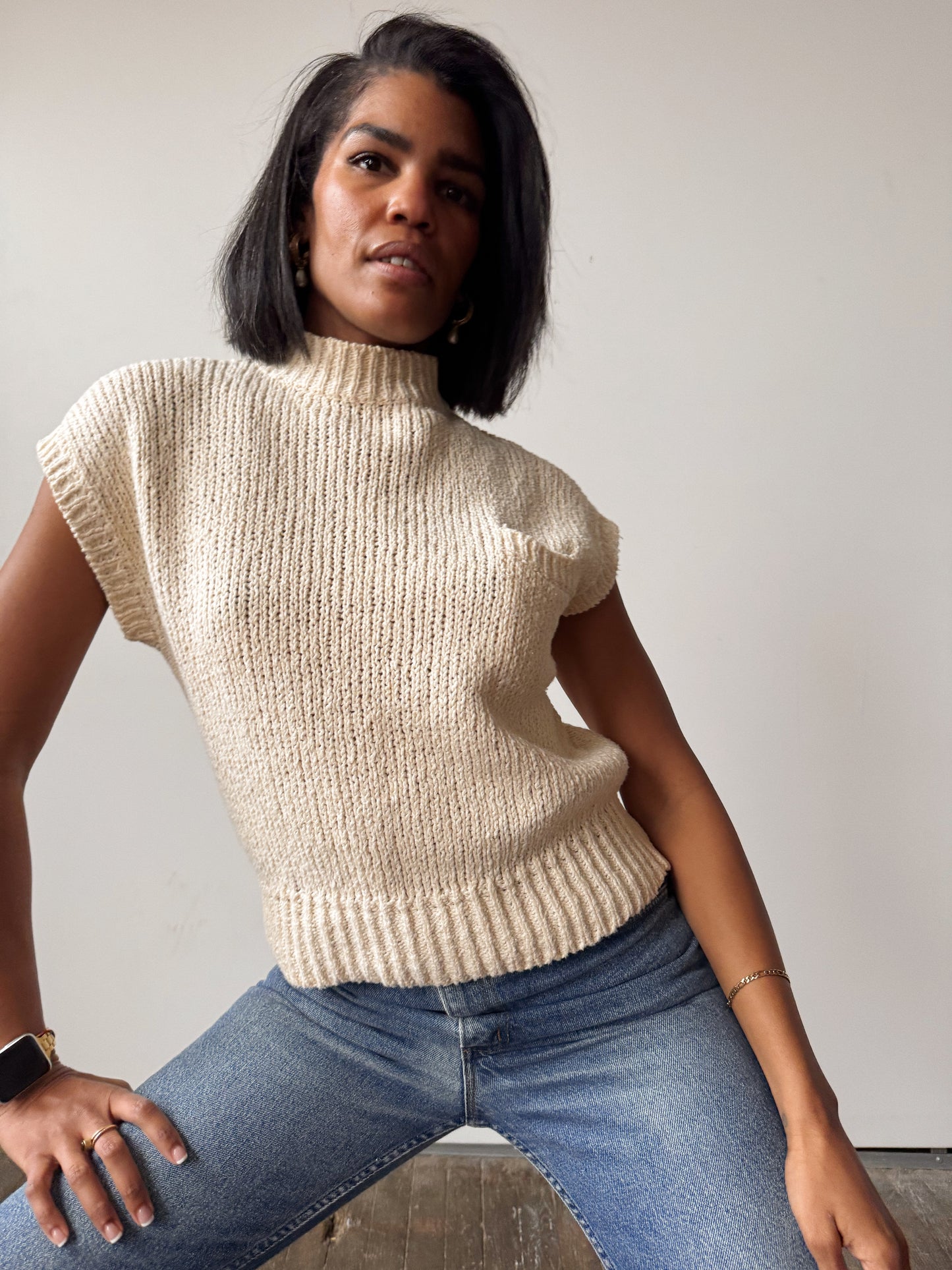 Pierre 90s Knit Short Sleeve Sweater (S)