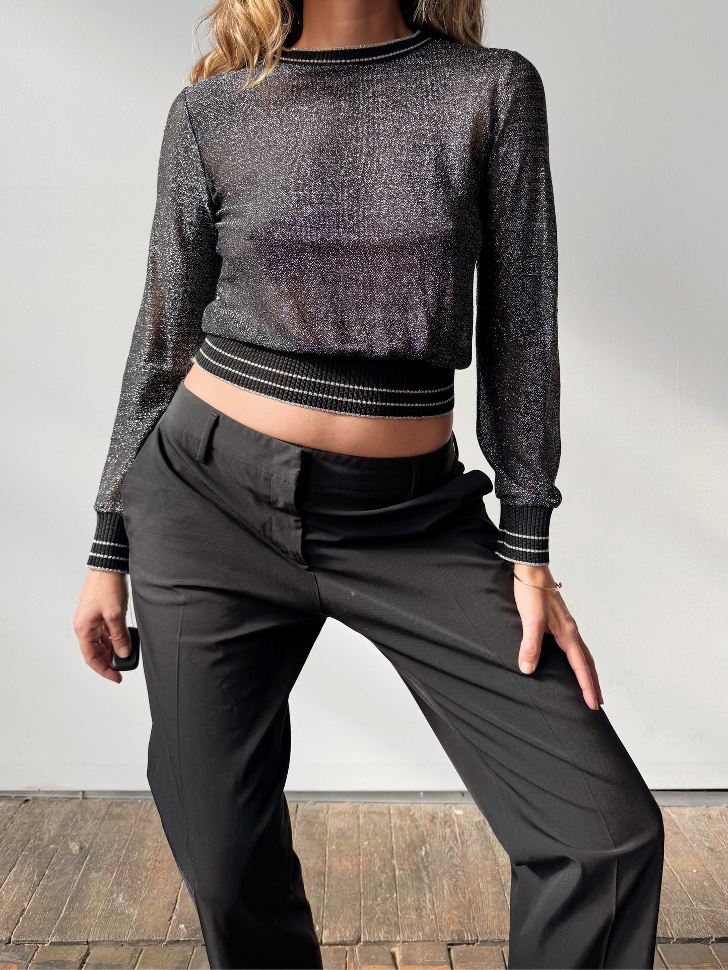 Glitter Lurex Vintage 70s Knit Sweater (XS)