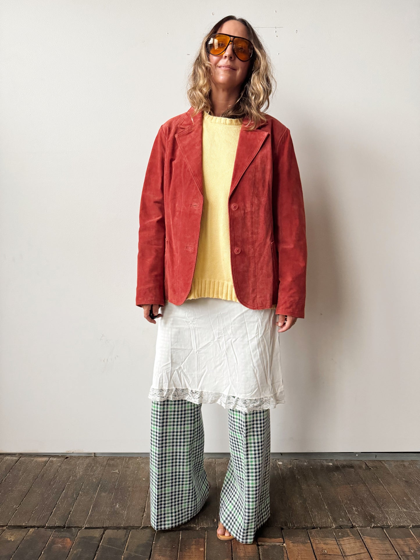 Suede 90s Burnt Orange Blazer (L)