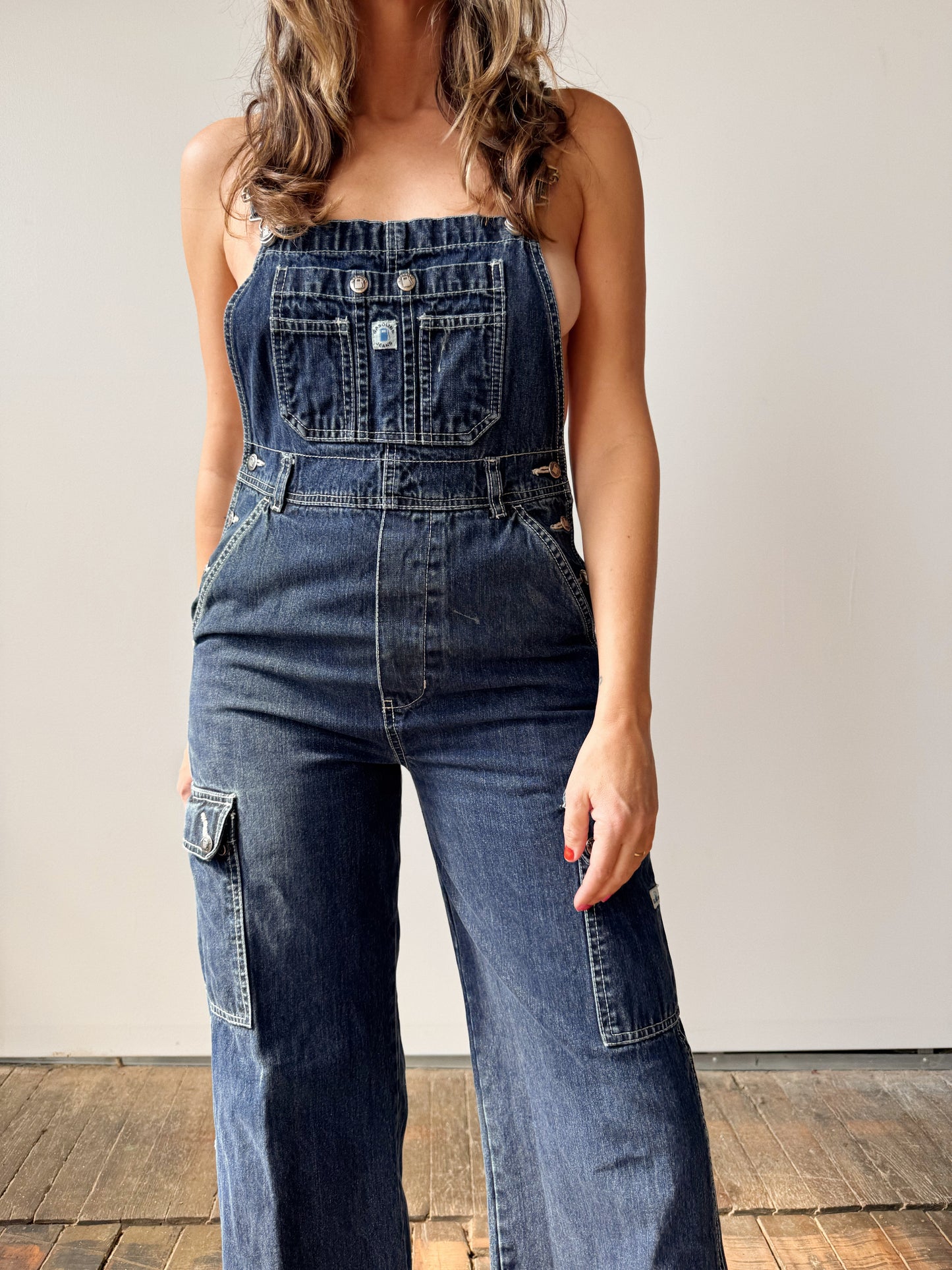 Y2K Dark Wash Juniors Overalls (S)