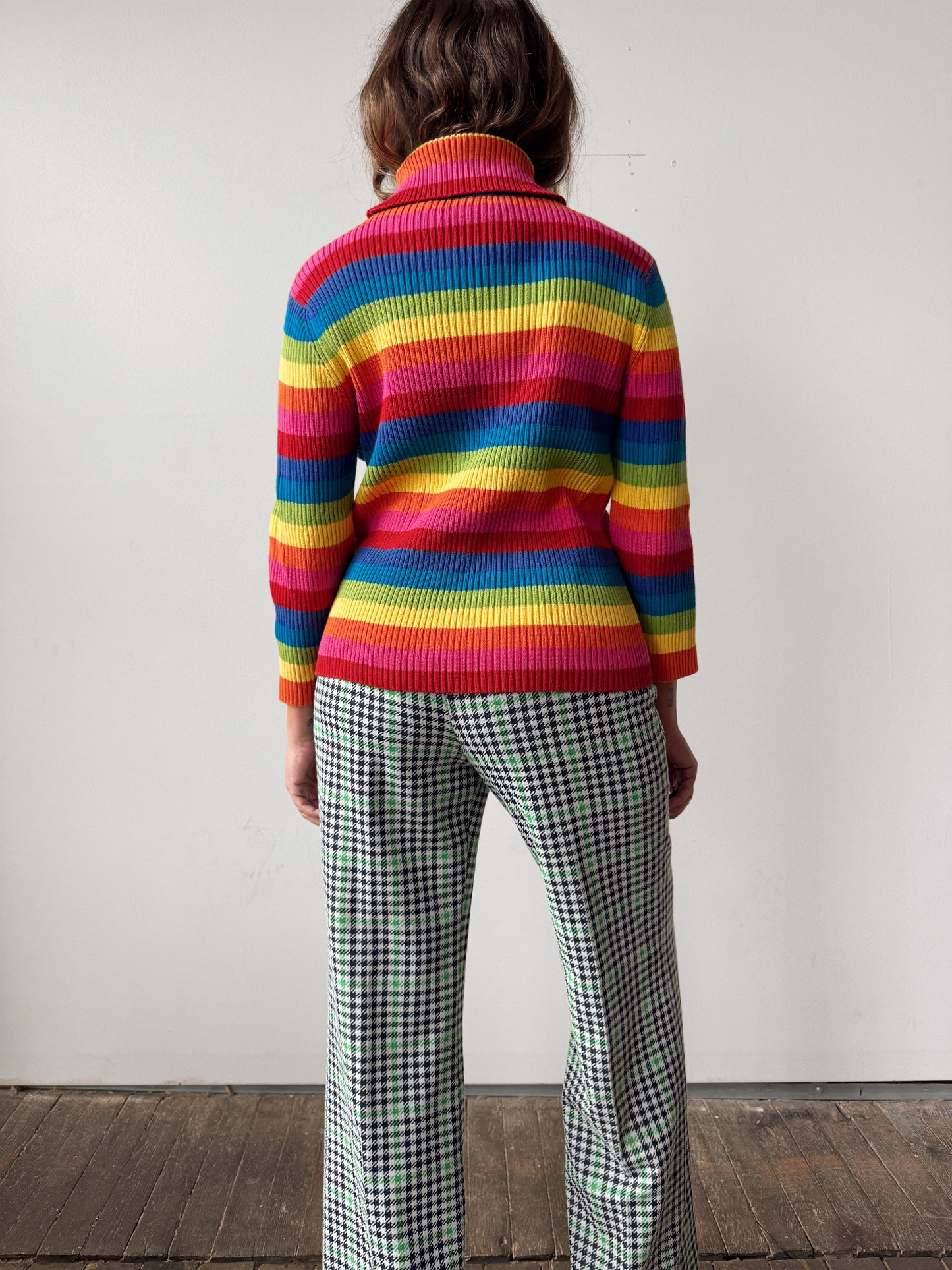 Rainbow Y2L Rainbow 3/4 Sleeve Turtleneck Knit Sweater (L)