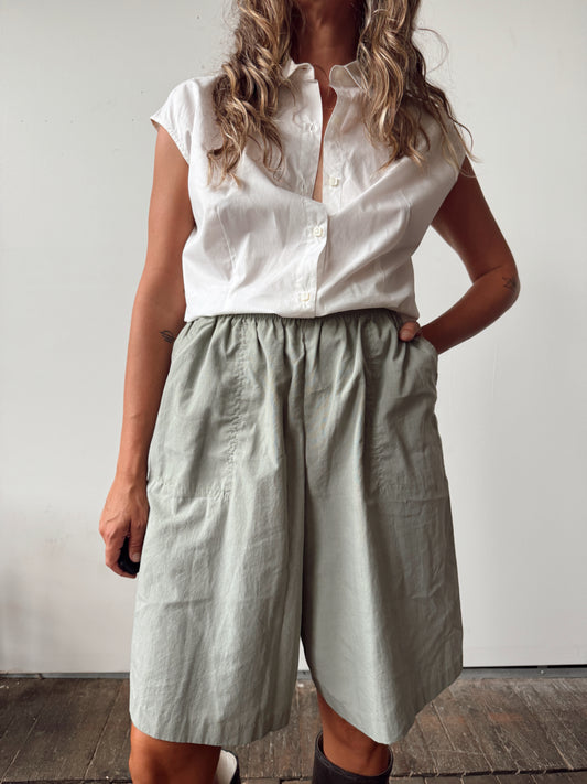 Olive Cotton 90s Long Shorts (M)