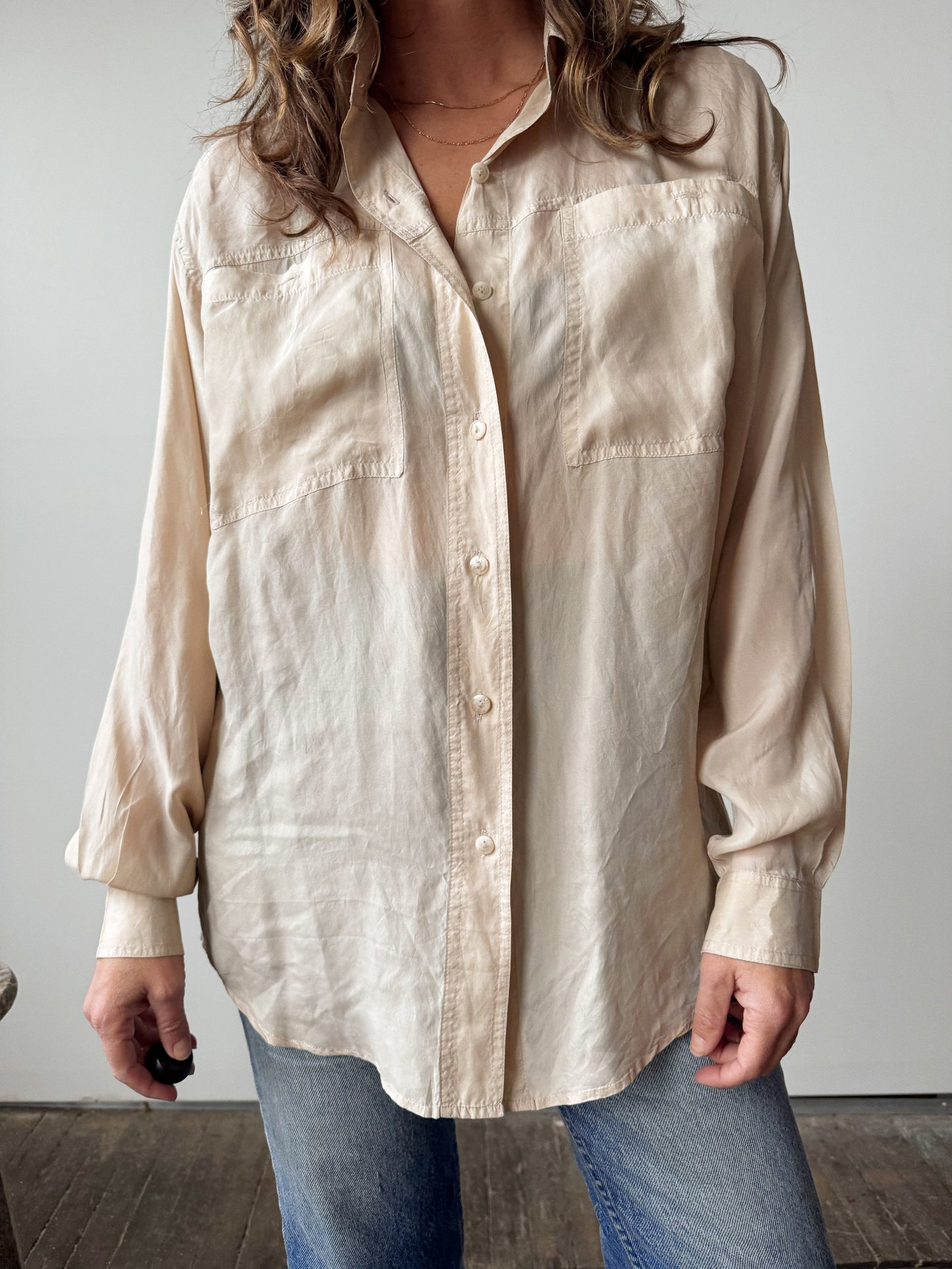 Silk Taupe Blouse (L)