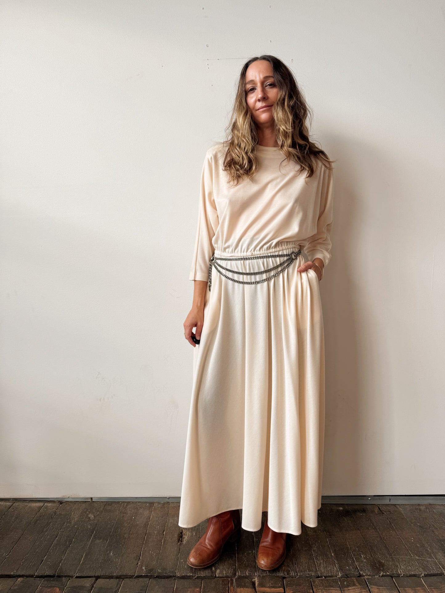 Cream 90s Dolman Sleeve Dress (M)