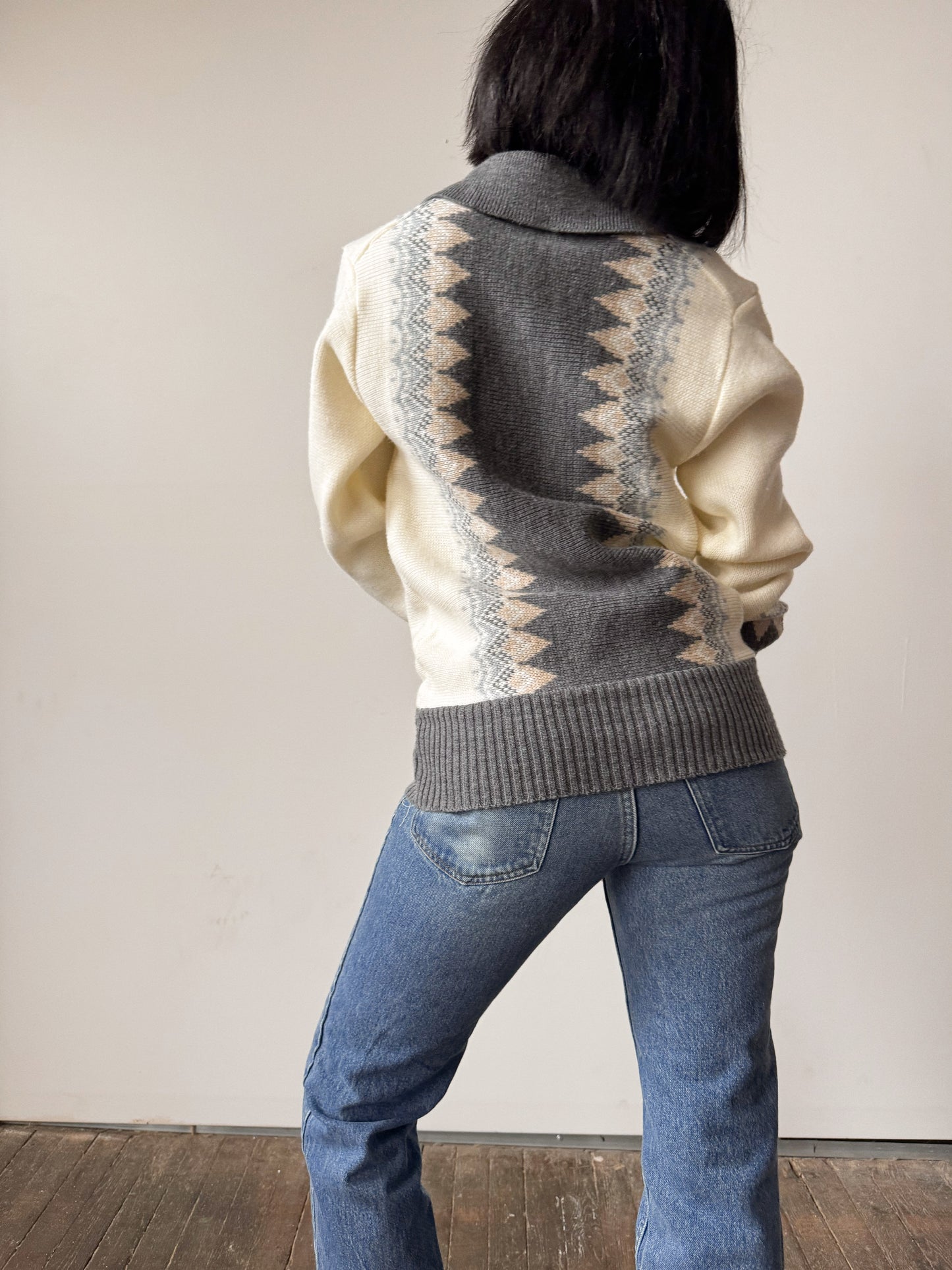 80s Clearwater Collared Knit Sweater (M)