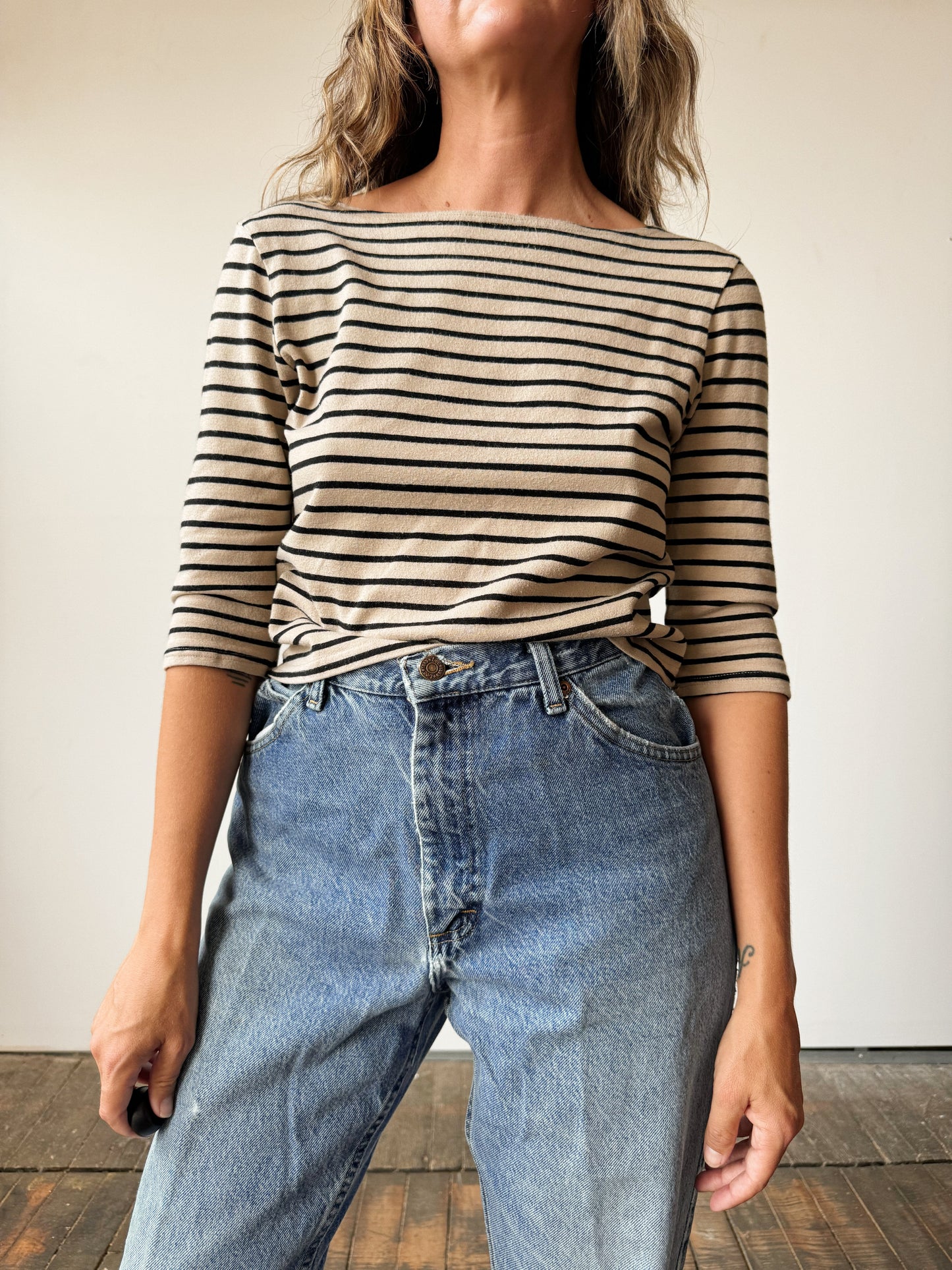 Concrete Stripe 3/4 Sleeve Top (S)