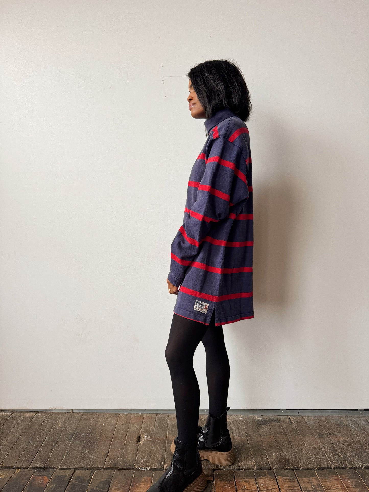 Heavyweight 90s Cotton USA Made Striped Polo Shirt (XL)