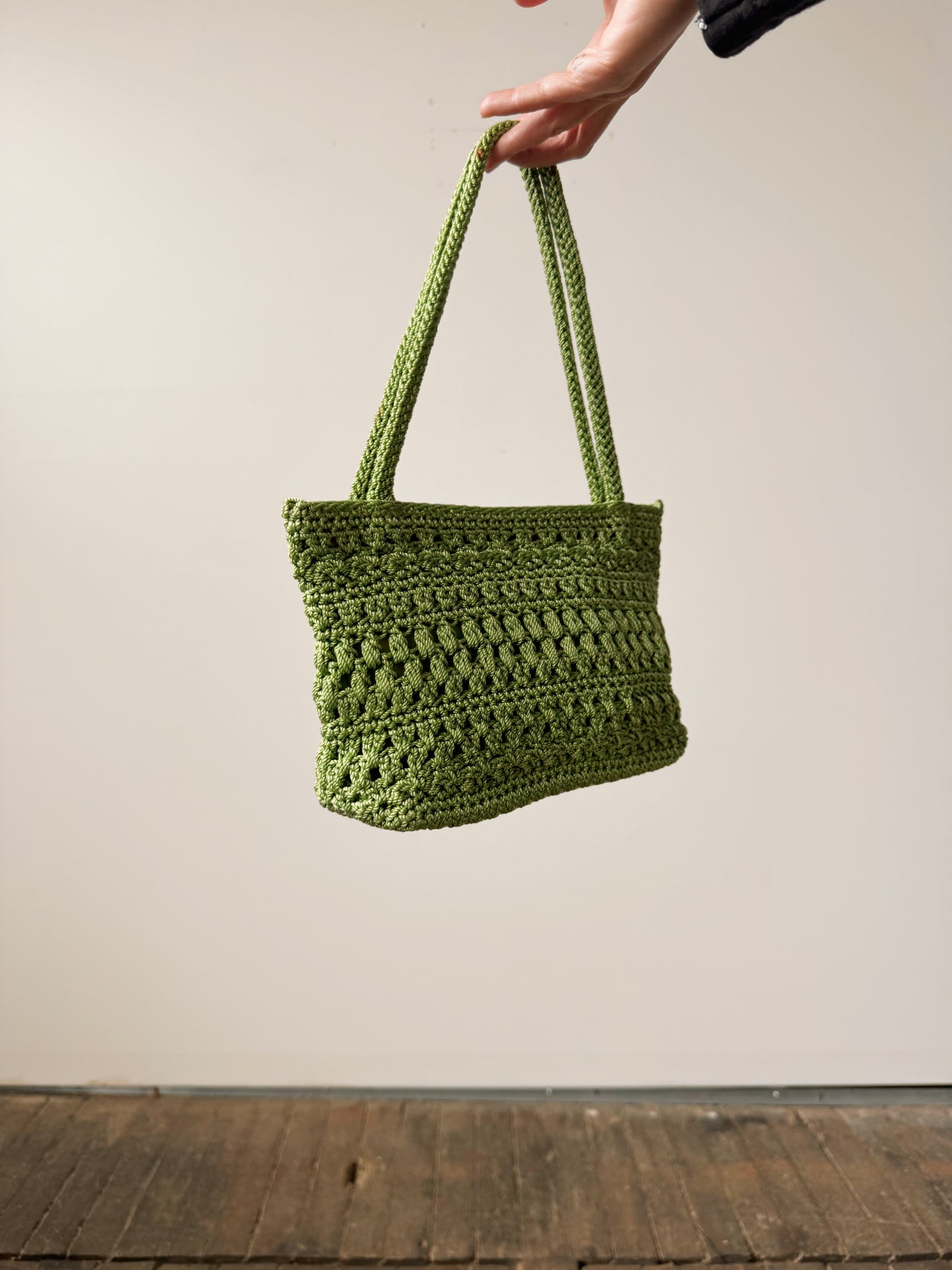 Y2K Crochet Green Shoulder