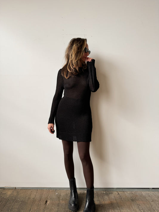 Mesh Black 90s Mini Dress (M)