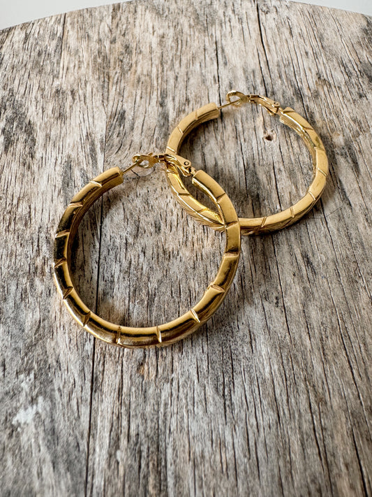 Textured Gold Tone Hoops