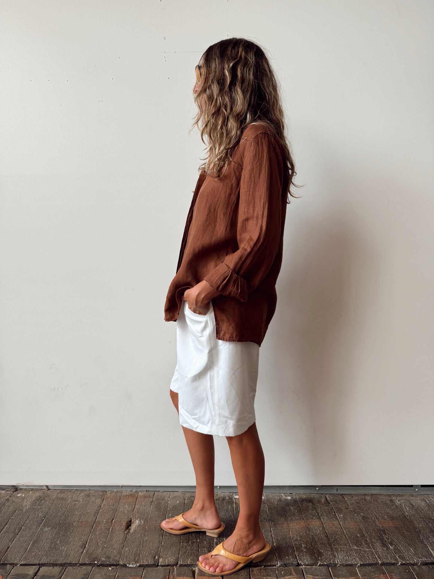 Linen 00s Brown Blouse (M)