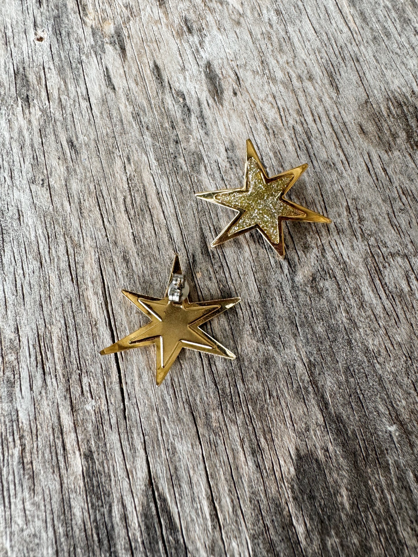 Glitter and Gold Star Earrings