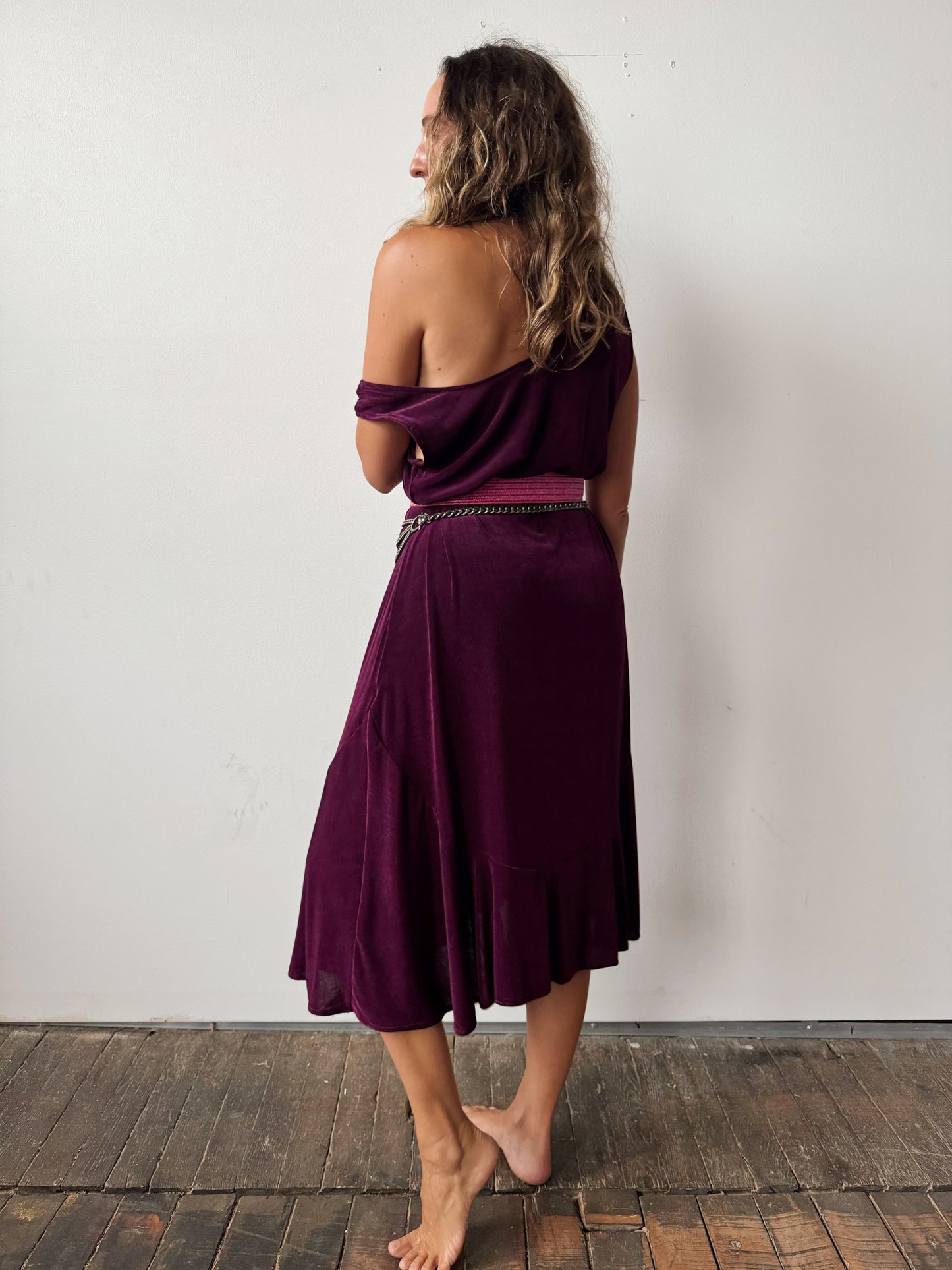 Eggplant Slinky Knit Dress (L)