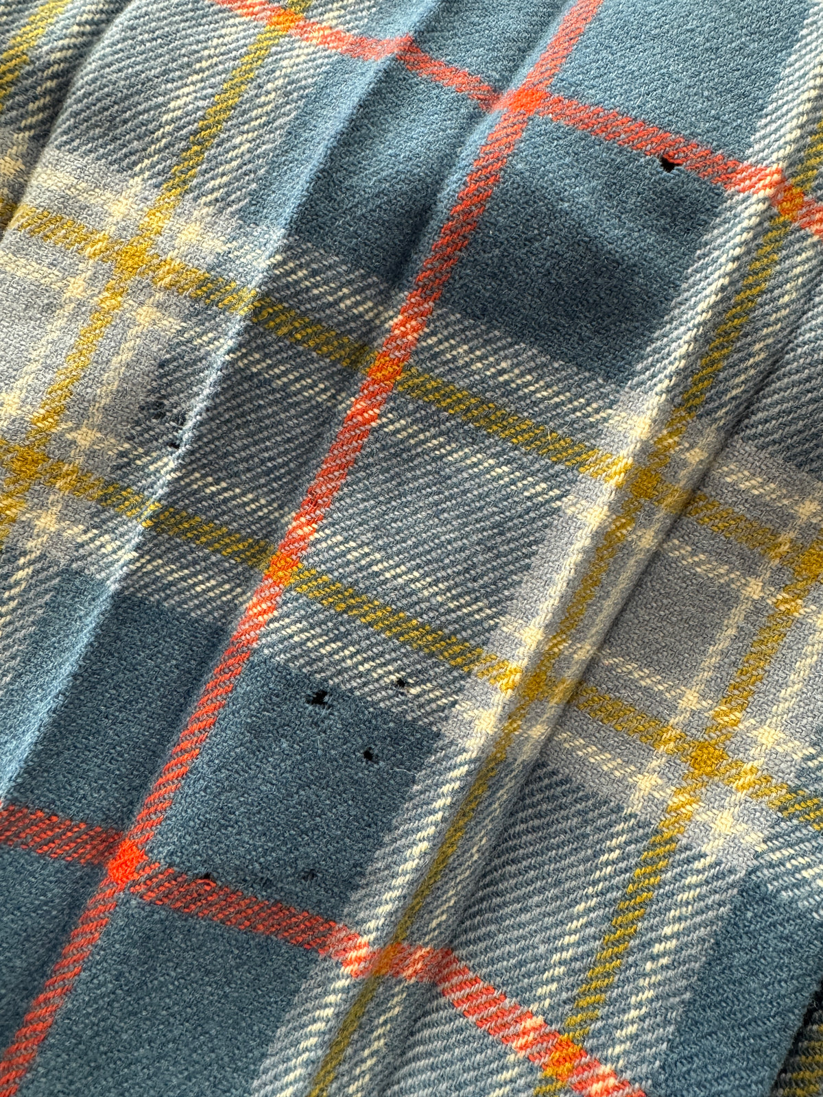 Wool Plaid Wrap Pleat Skirt with Leather Straps