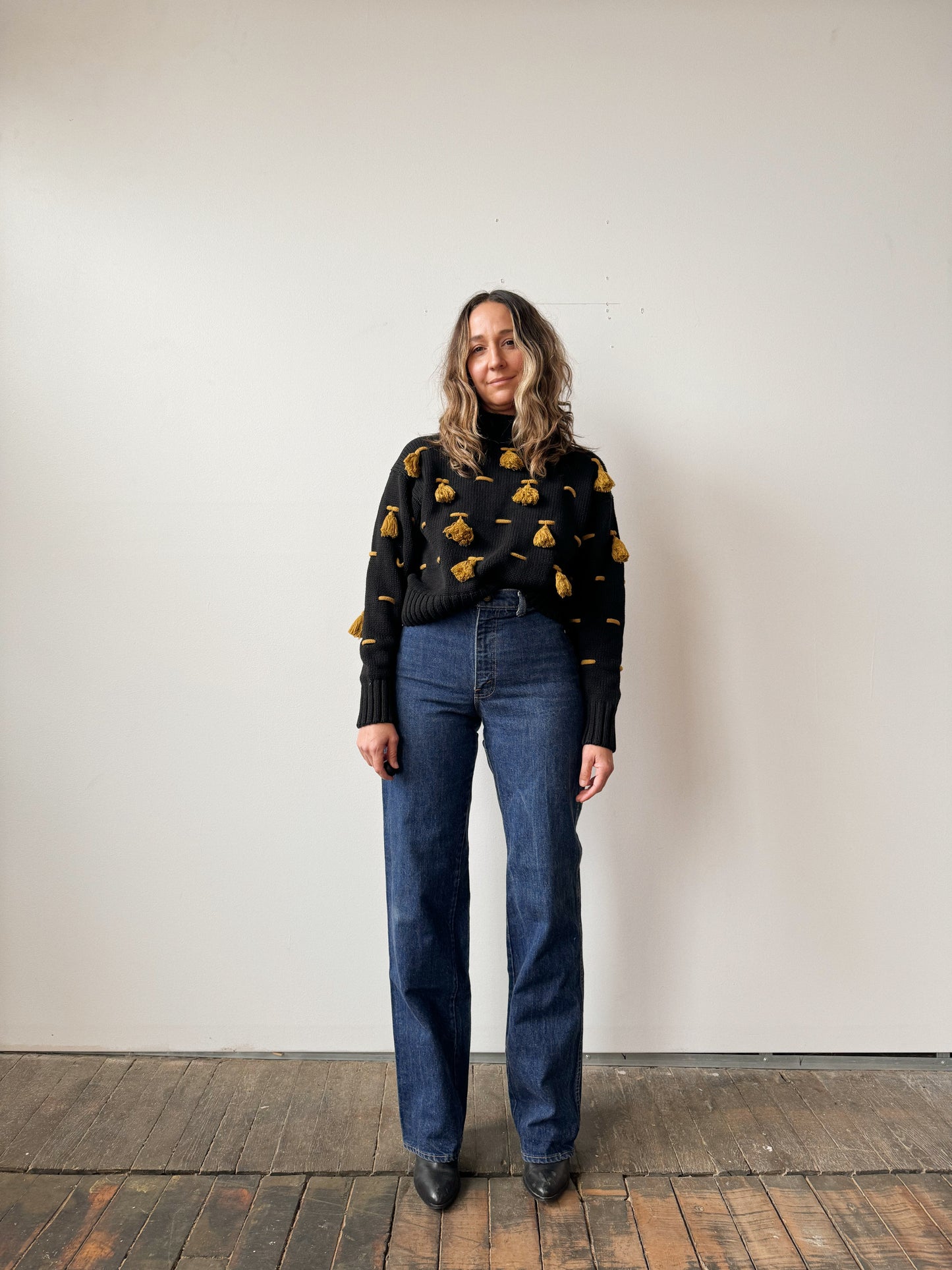 80s Tassel Cropped Sweater (S)