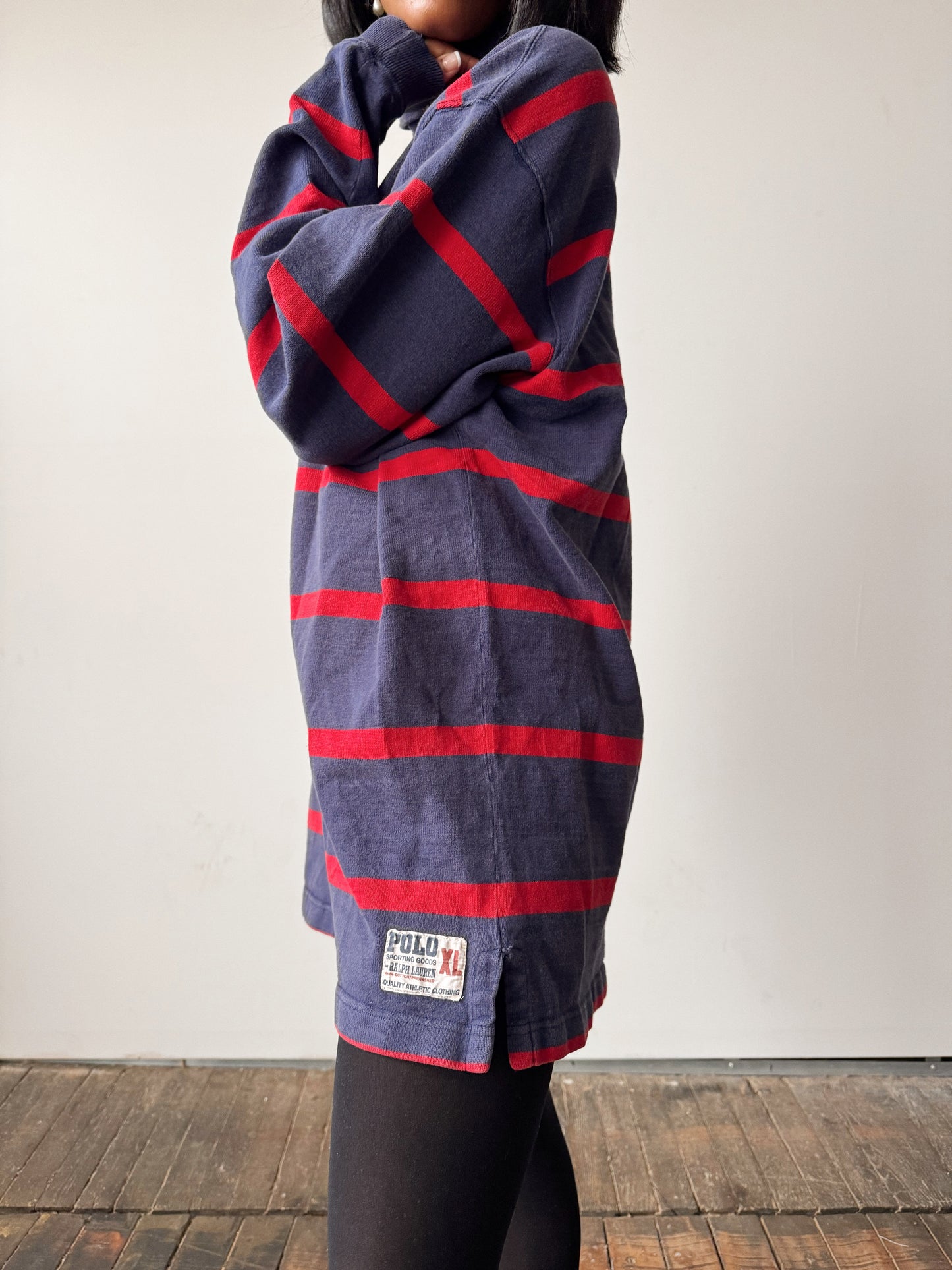 Heavyweight 90s Cotton USA Made Striped Polo Shirt (XL)