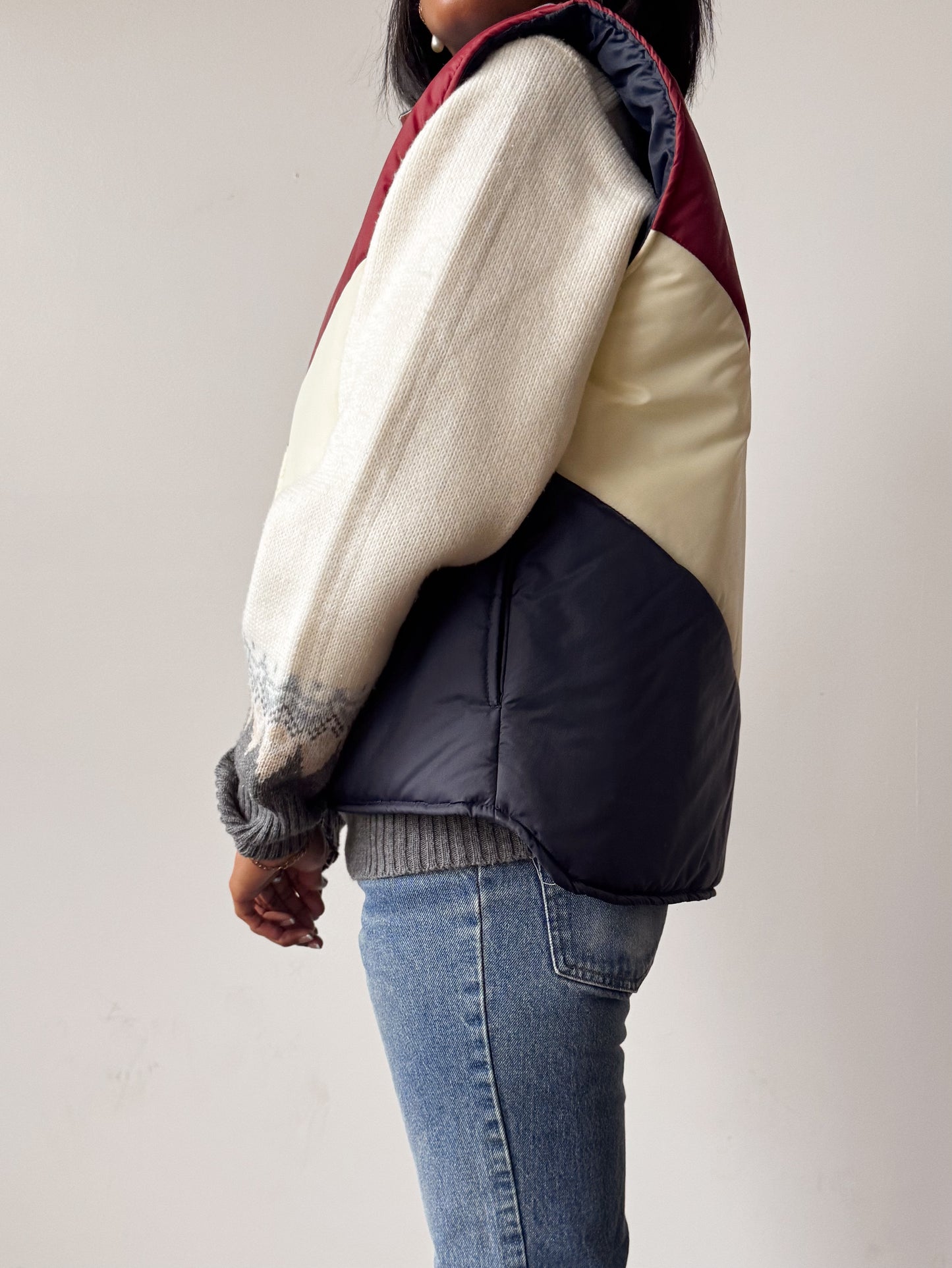 Sigallo 70s Colorblock Puffer Vest (M)