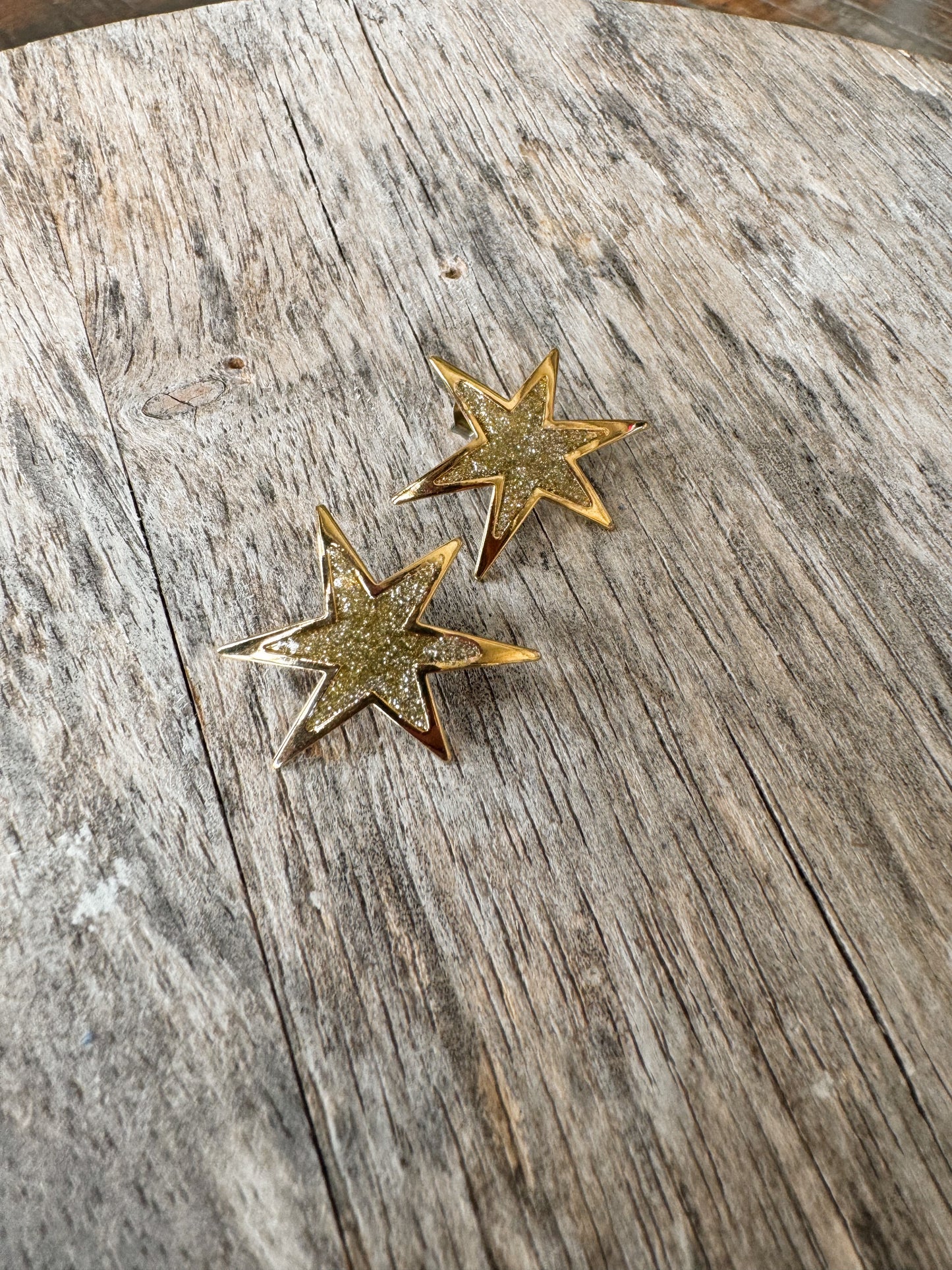 Glitter and Gold Star Earrings