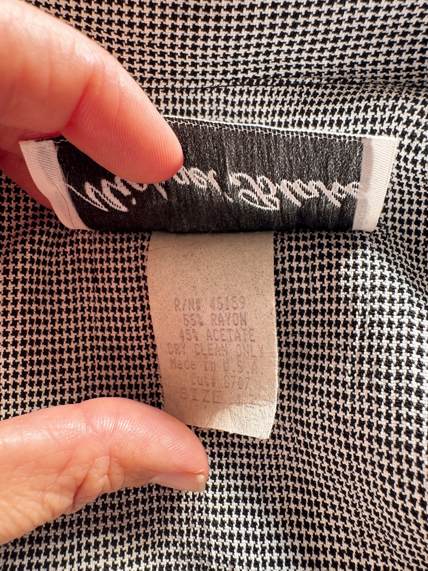 Houndstooth 90s Collar Blouse (M)