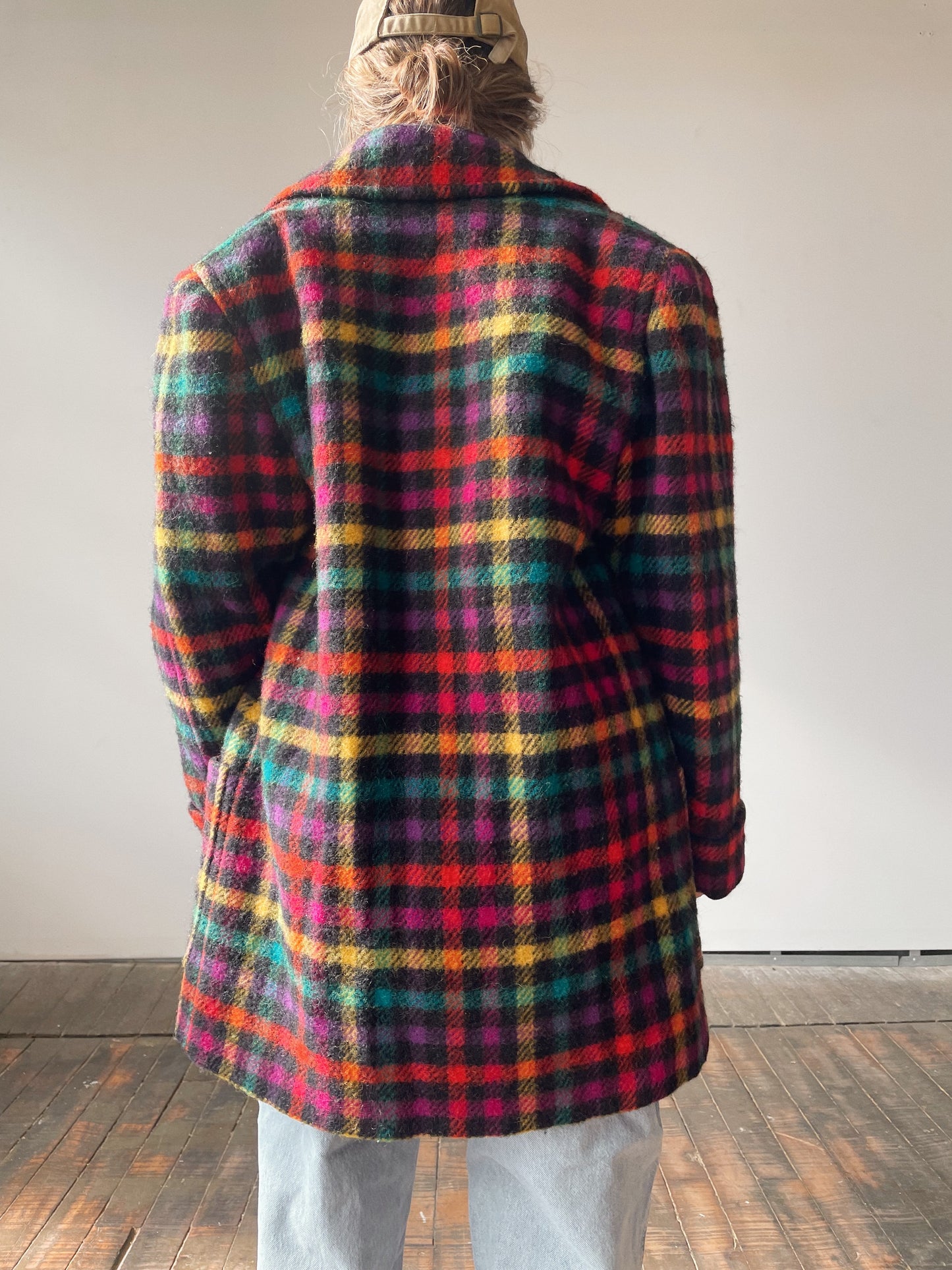 80s Rainbow Wool Peacoat (L)