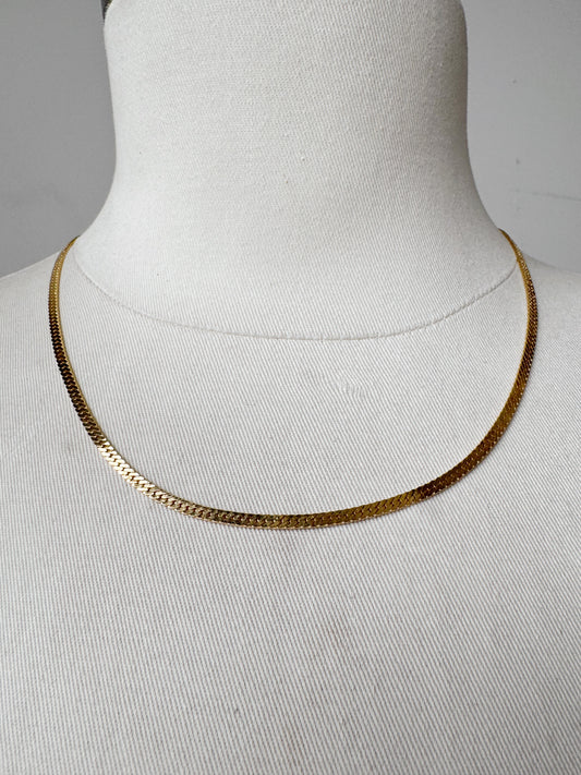 Vintage Yellow Gold Tone Herringbone 20" Necklace