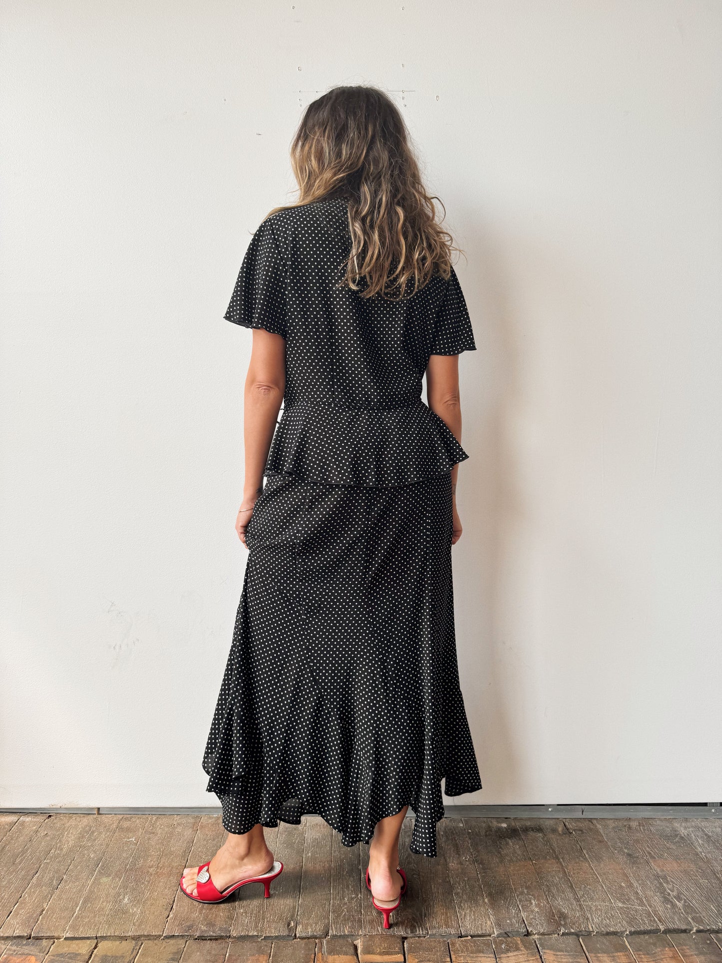 Dotted Two-Piece Ruffle Set (S/M)