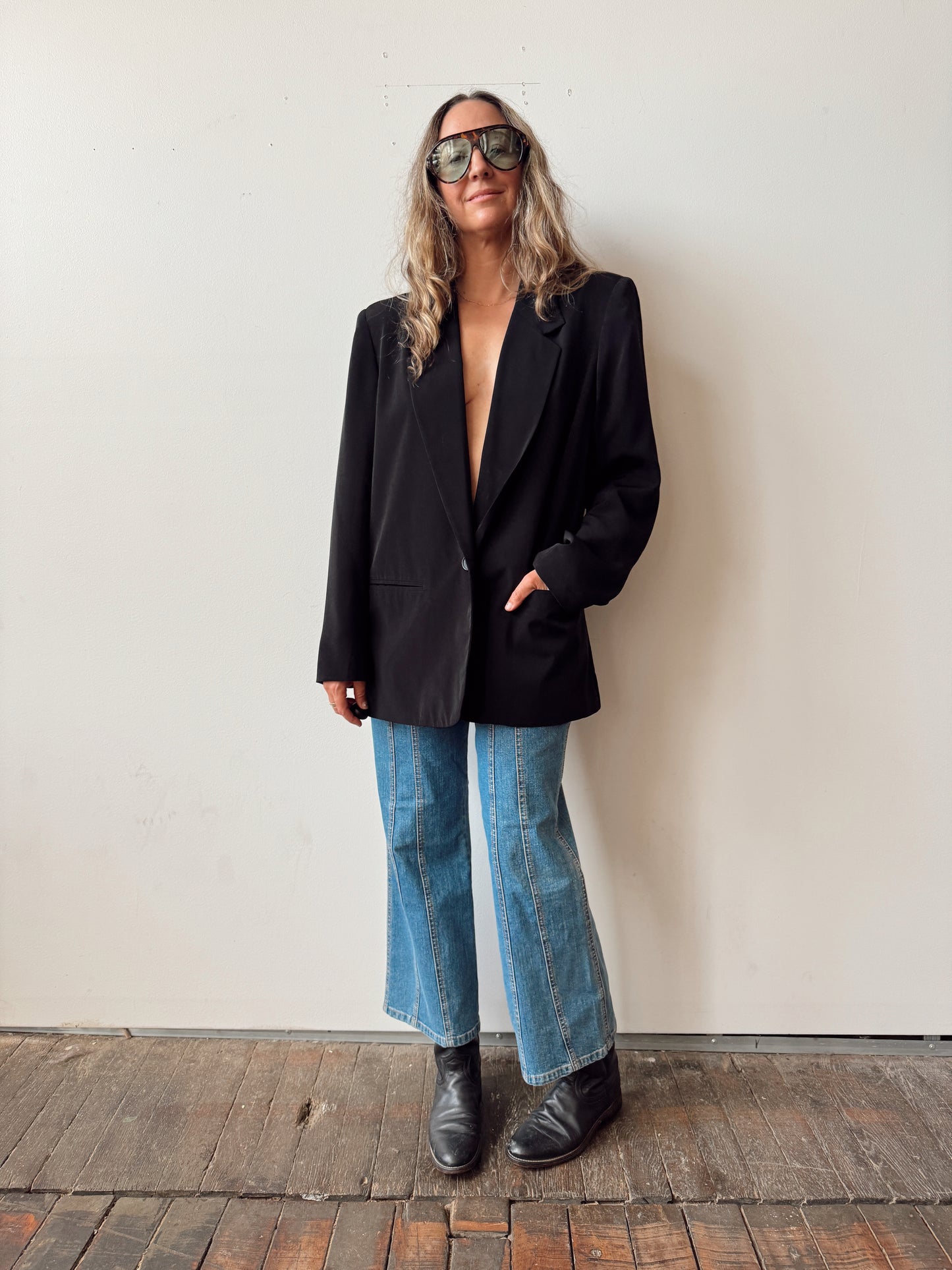 Oversize One-Button 90s Blazer Jacket (M)
