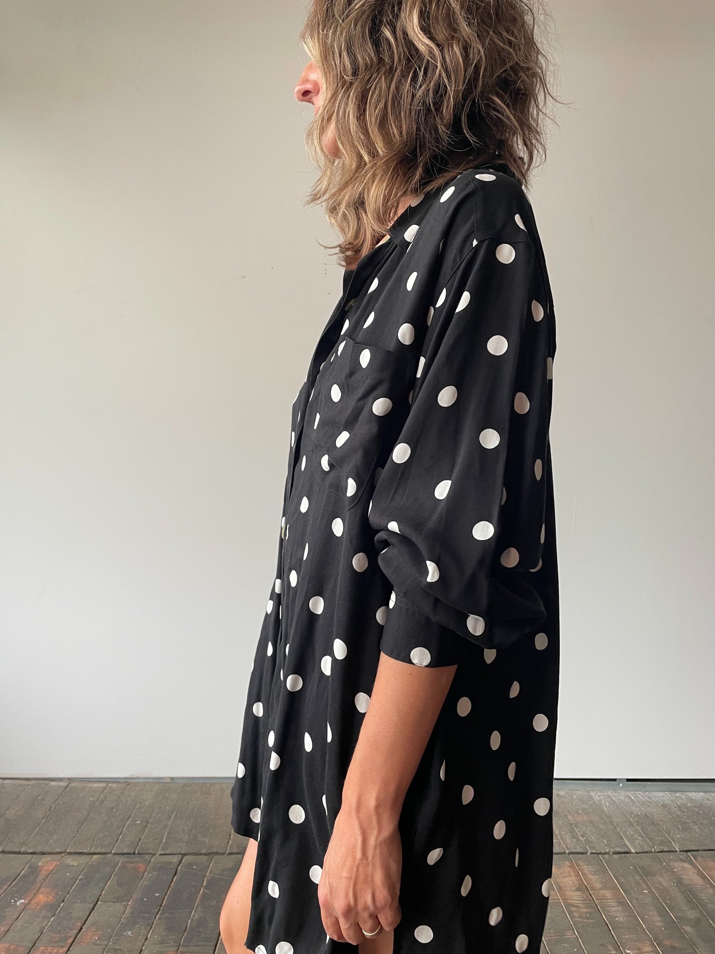 90s Polka Dot Oversize Blouse