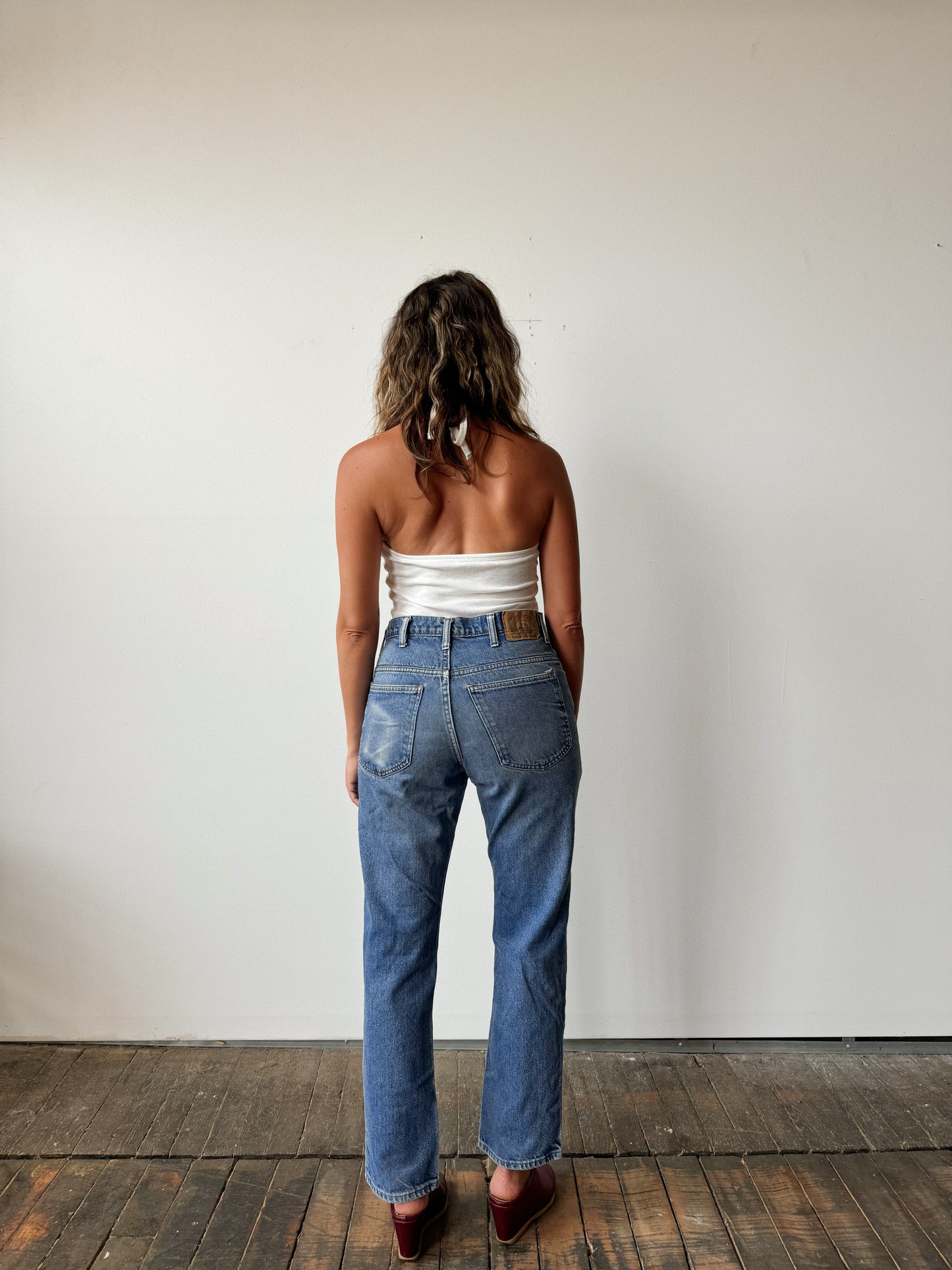 70s Plain Pocket Jeans Straight-Leg Denim (28")