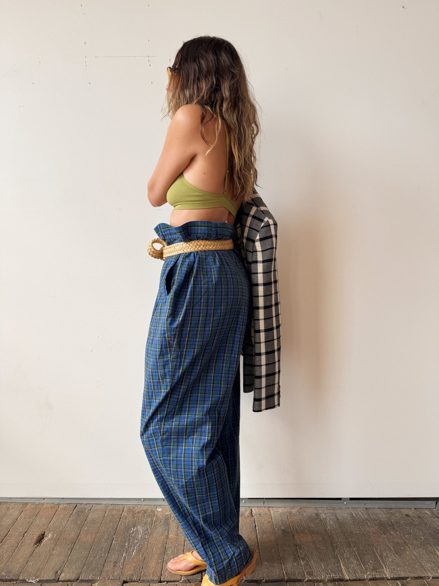 90s Blue Talbots Plaid Trouser Pant (36")