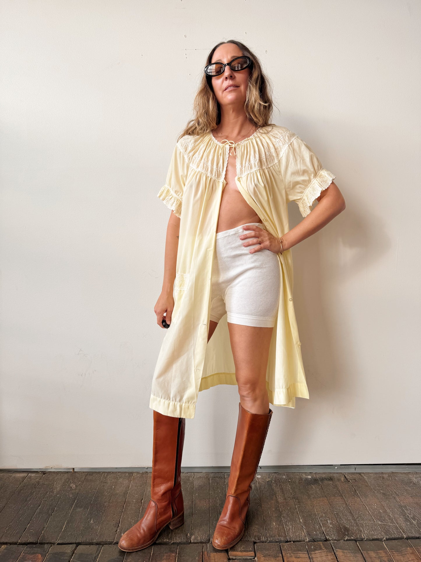 Butter Yellow Sleep Shirt Dress (M)