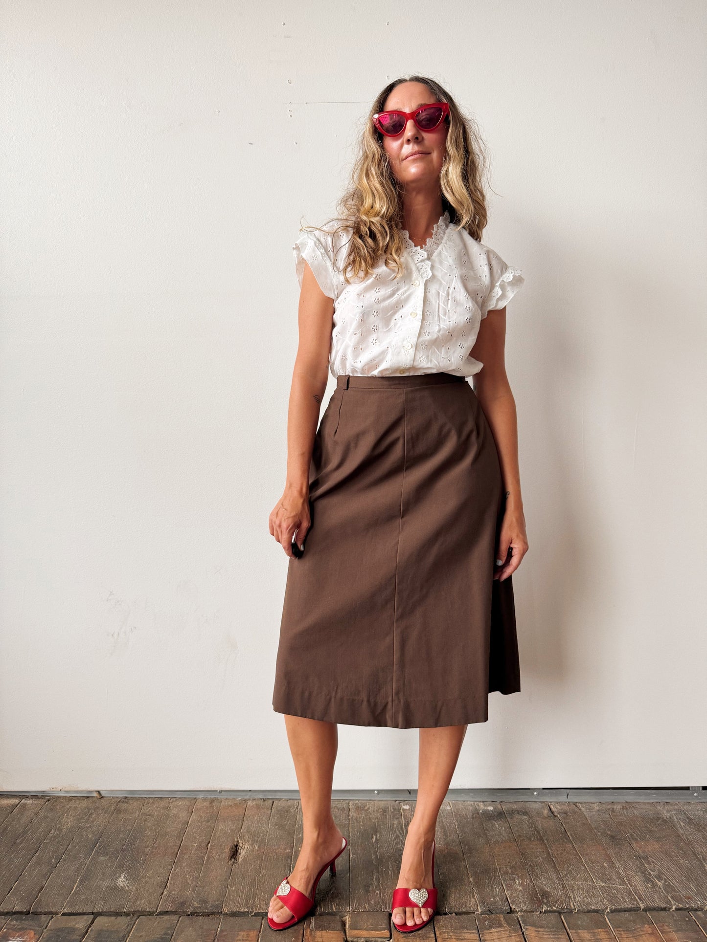 60s Cotton A-Line Skirt (28")