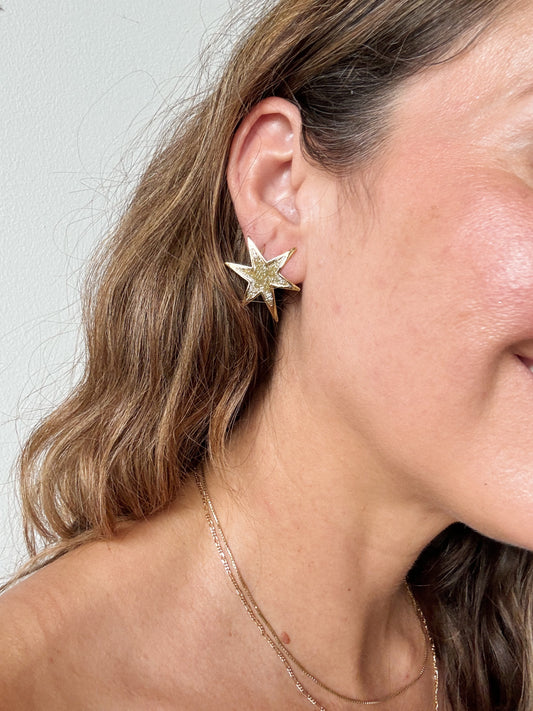 Glitter and Gold Star Earrings