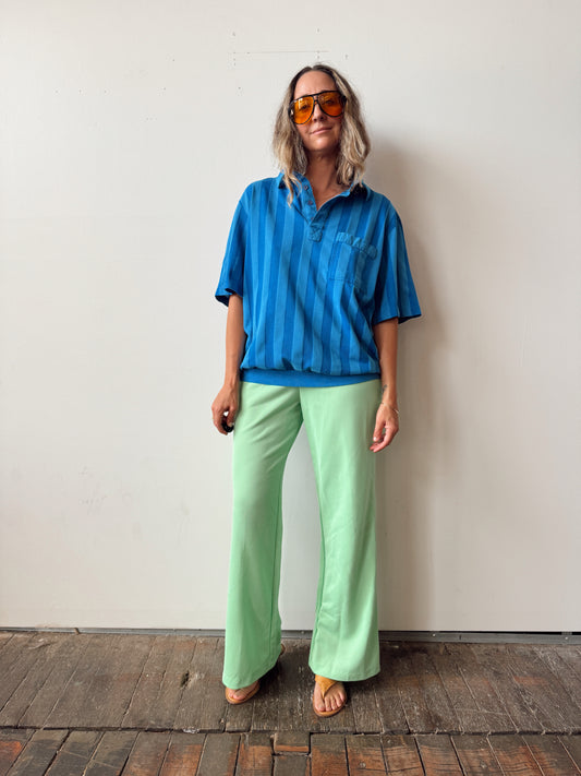 70s Peppermint Polyester Trouser Pant with Tie (25" elastic)