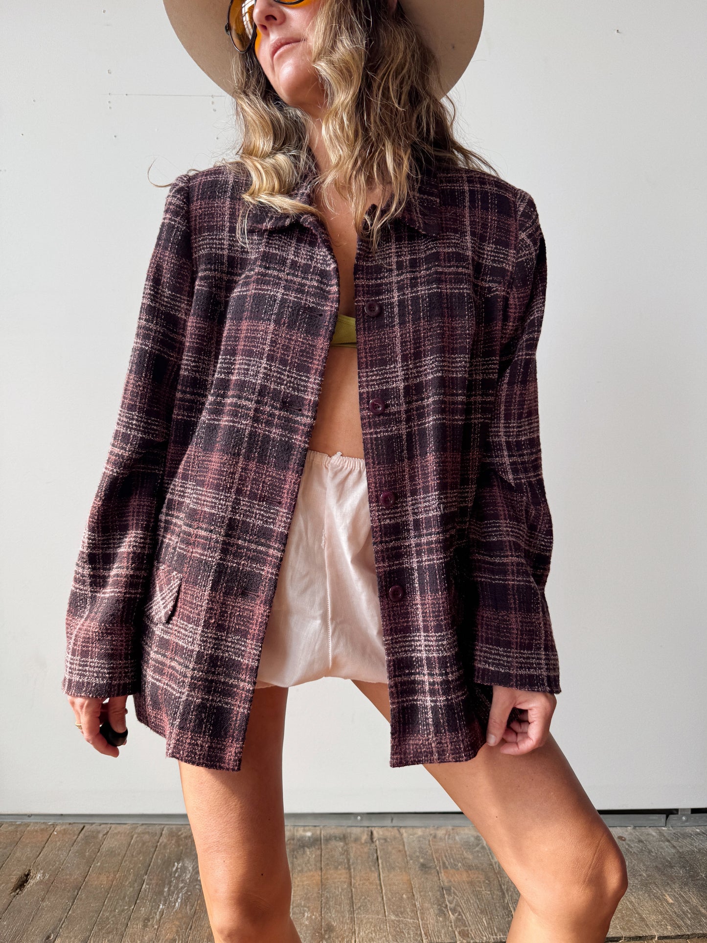 00s Pocket Purple Blazer Coat (M)