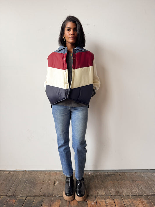 Sigallo 70s Colorblock Puffer Vest (M)