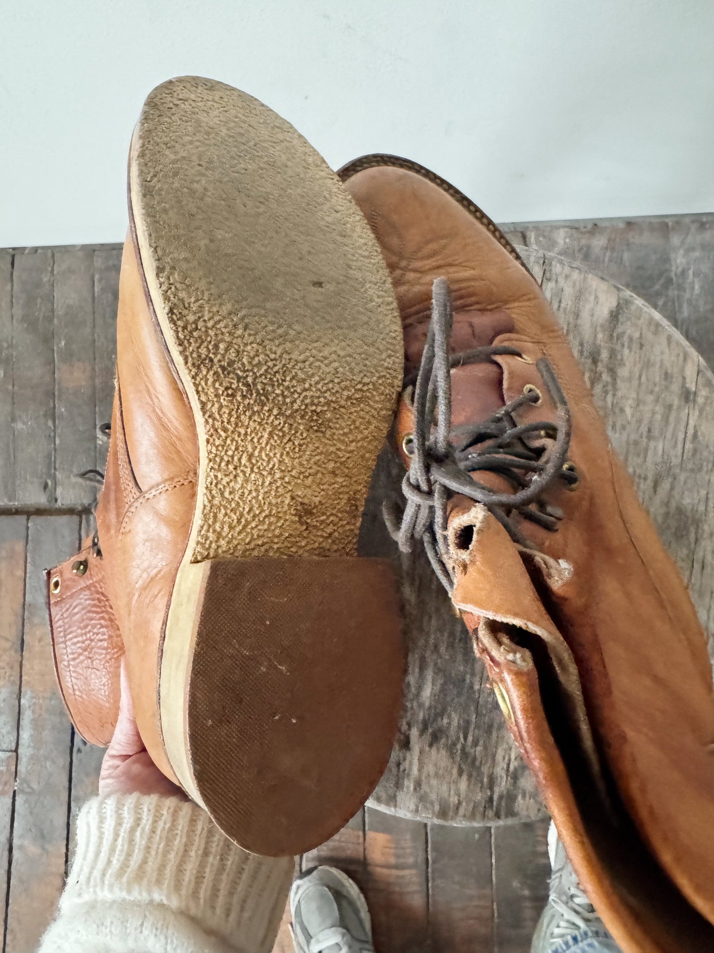 90s Leather Roper Lace-up Boot (8.5)