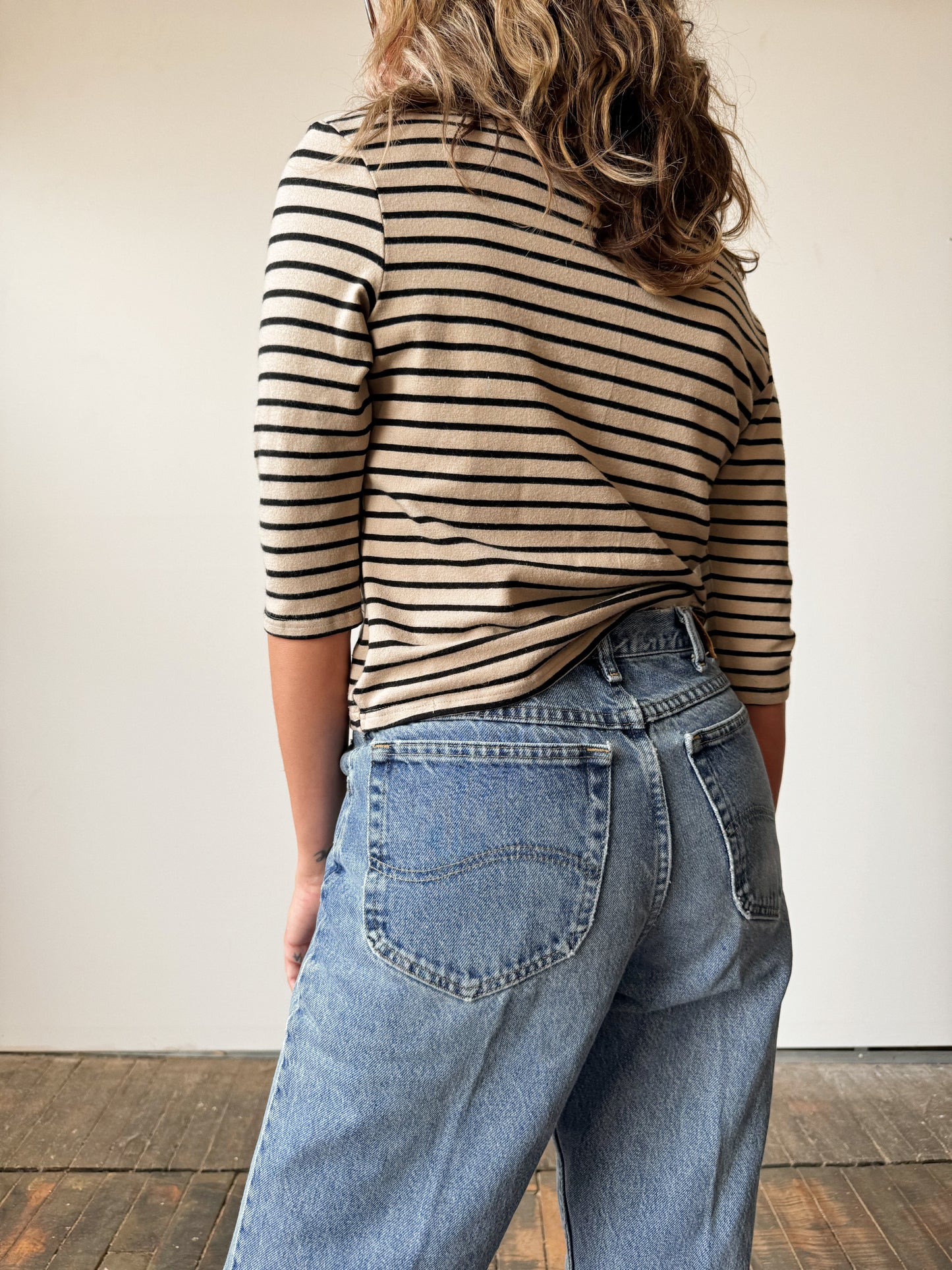 Concrete Stripe 3/4 Sleeve Top (S)