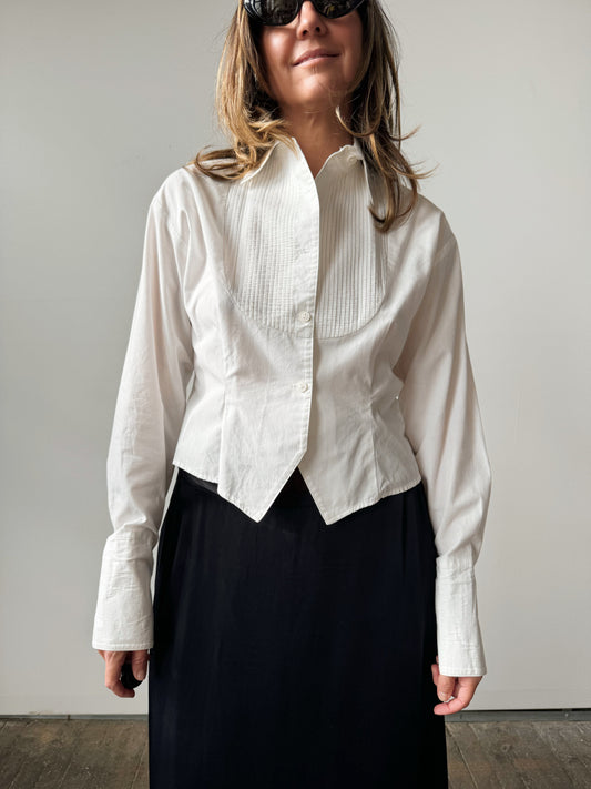 Cropped Tuxedo Blouse (M)