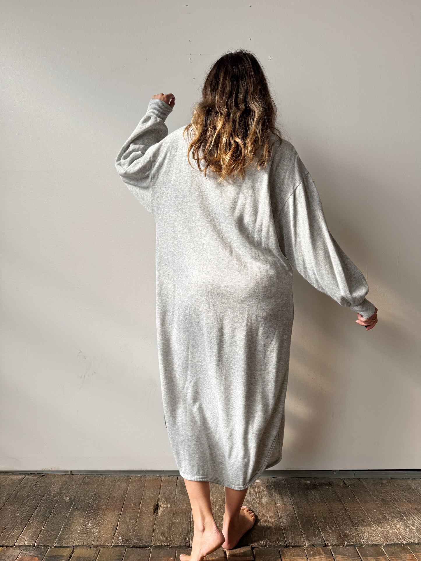 Vintage Catnaps Fleece Grey Nightgown (L)