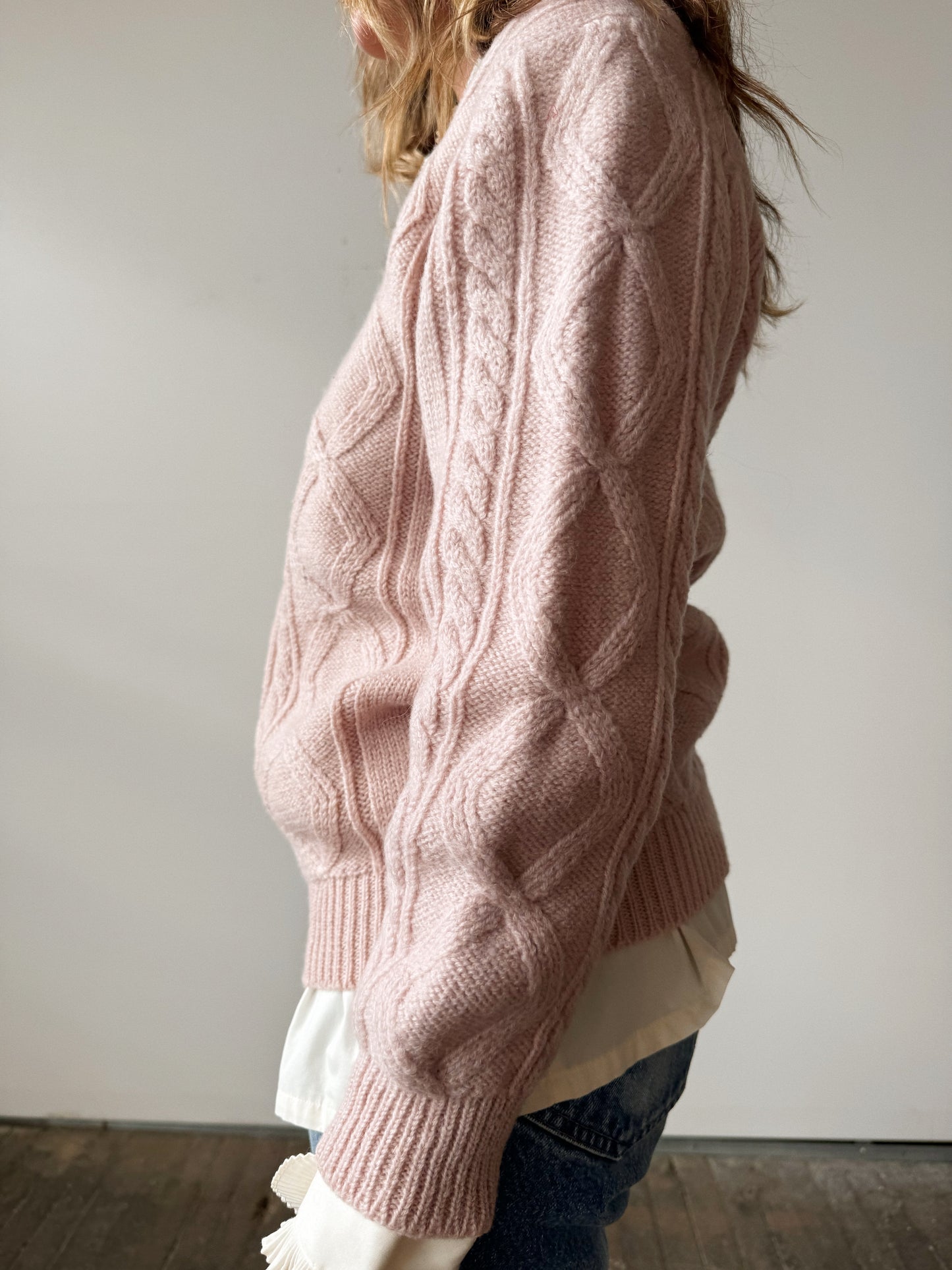 Wool Baby Pink Knit Sweater (M)