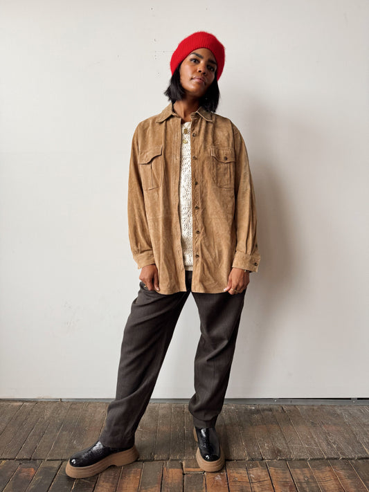 90s Brown Suede Shirt (M)