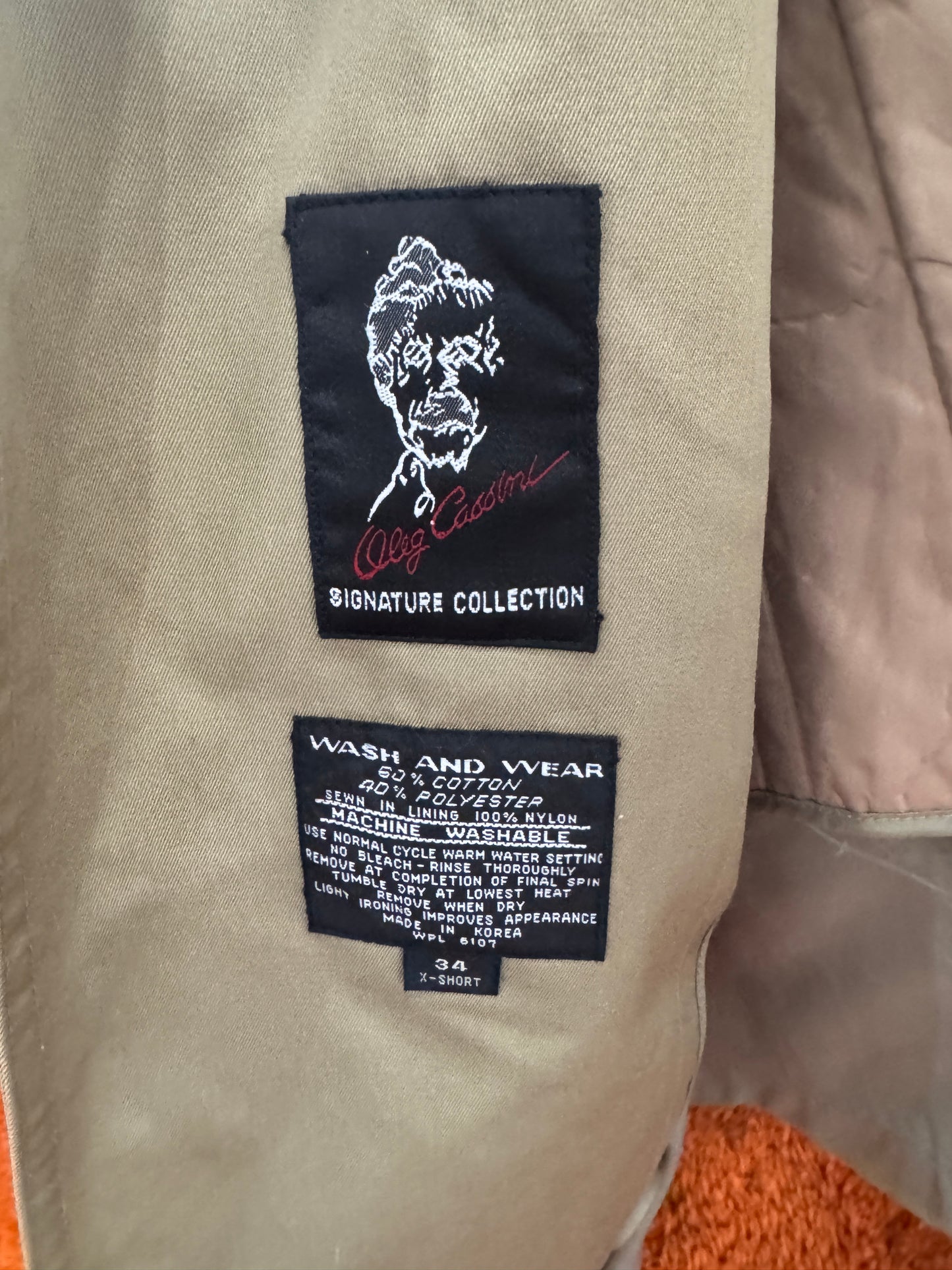 90 Quilted Lined Beige Double-Breasted Trench Coat (S)
