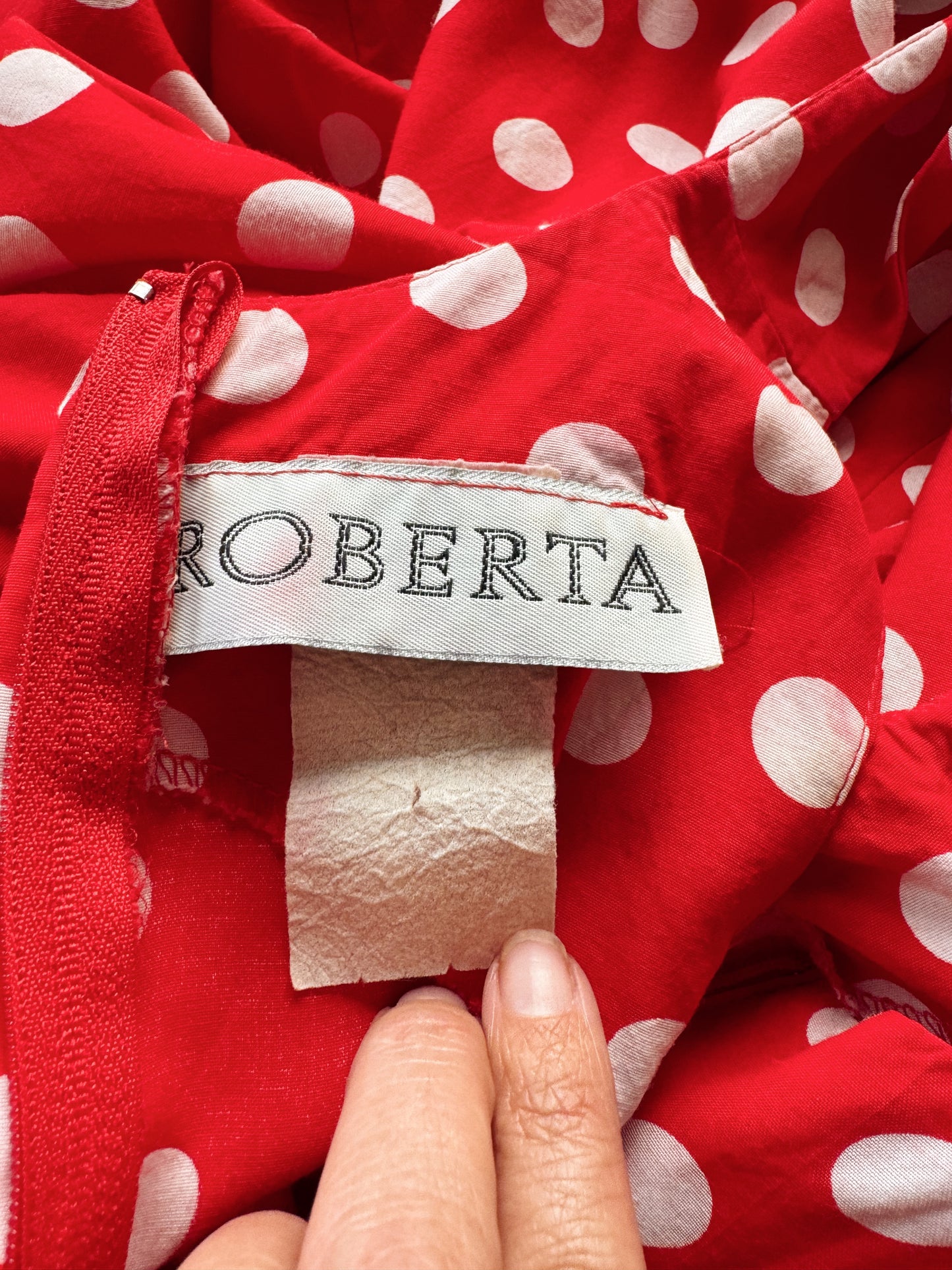 Roberta 90s Red Polka Dot Dress (M)