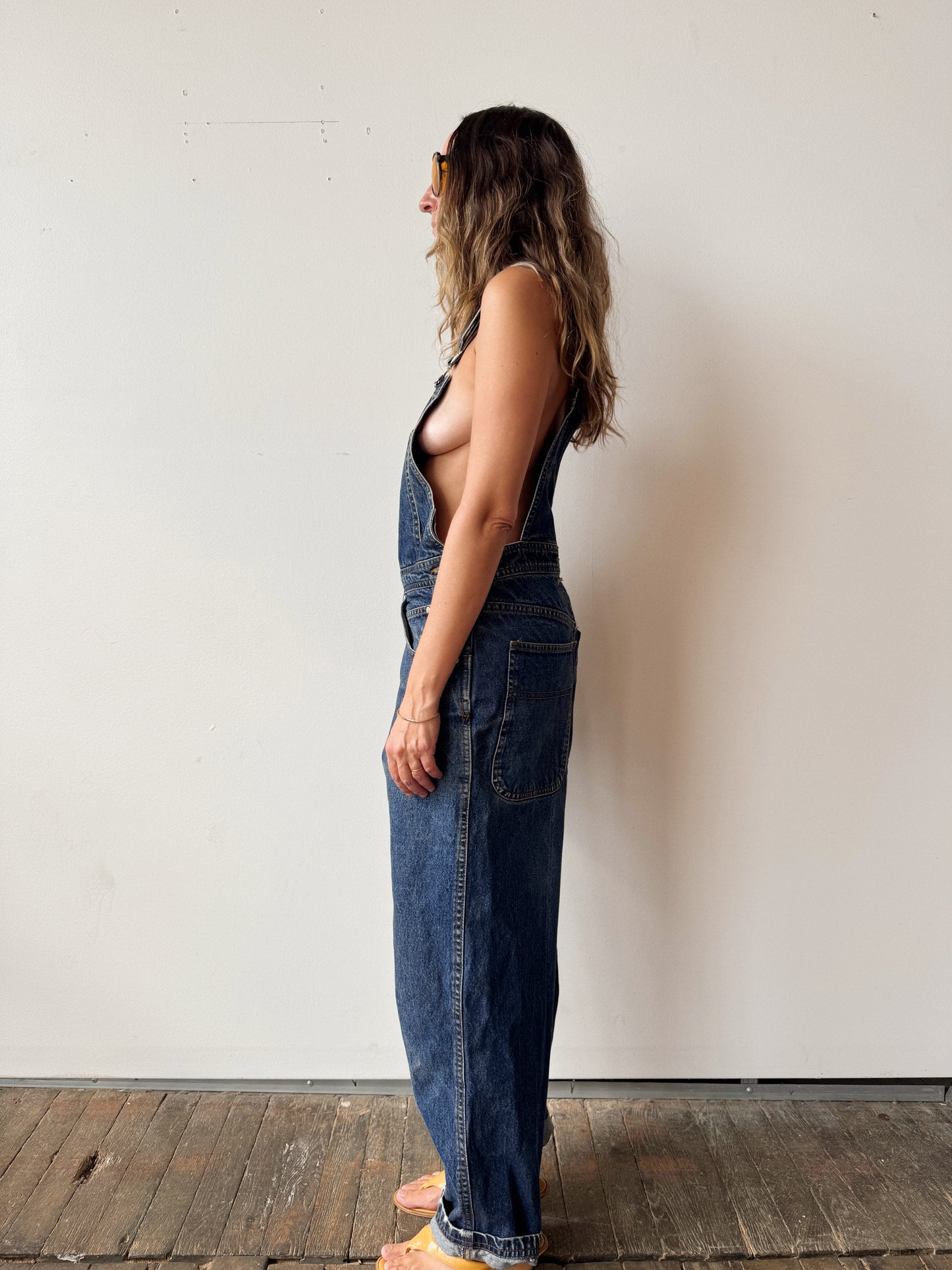 Y2K Heavy Denim Overalls (M)