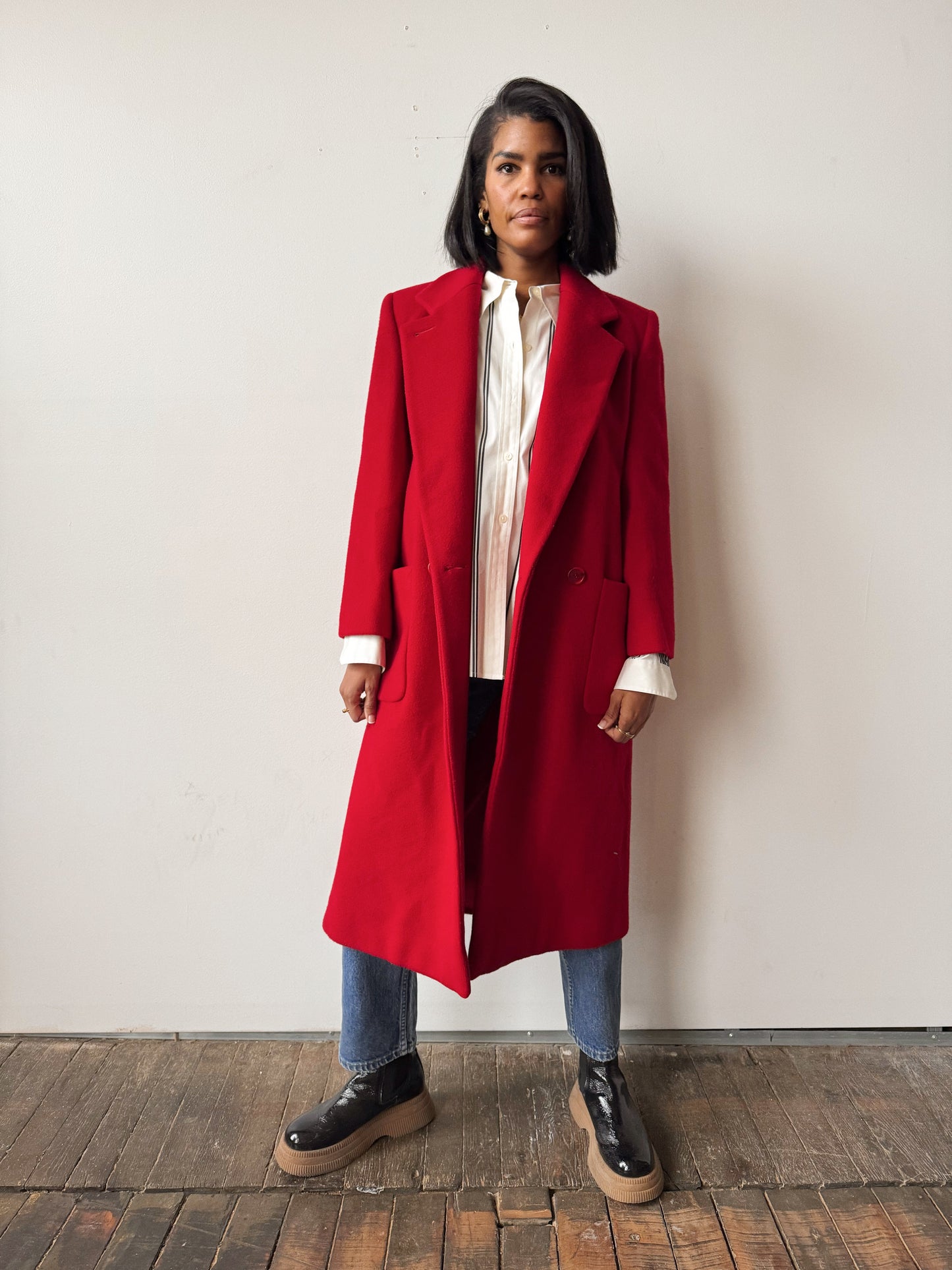 Red Wool 90s Overcoat (M)