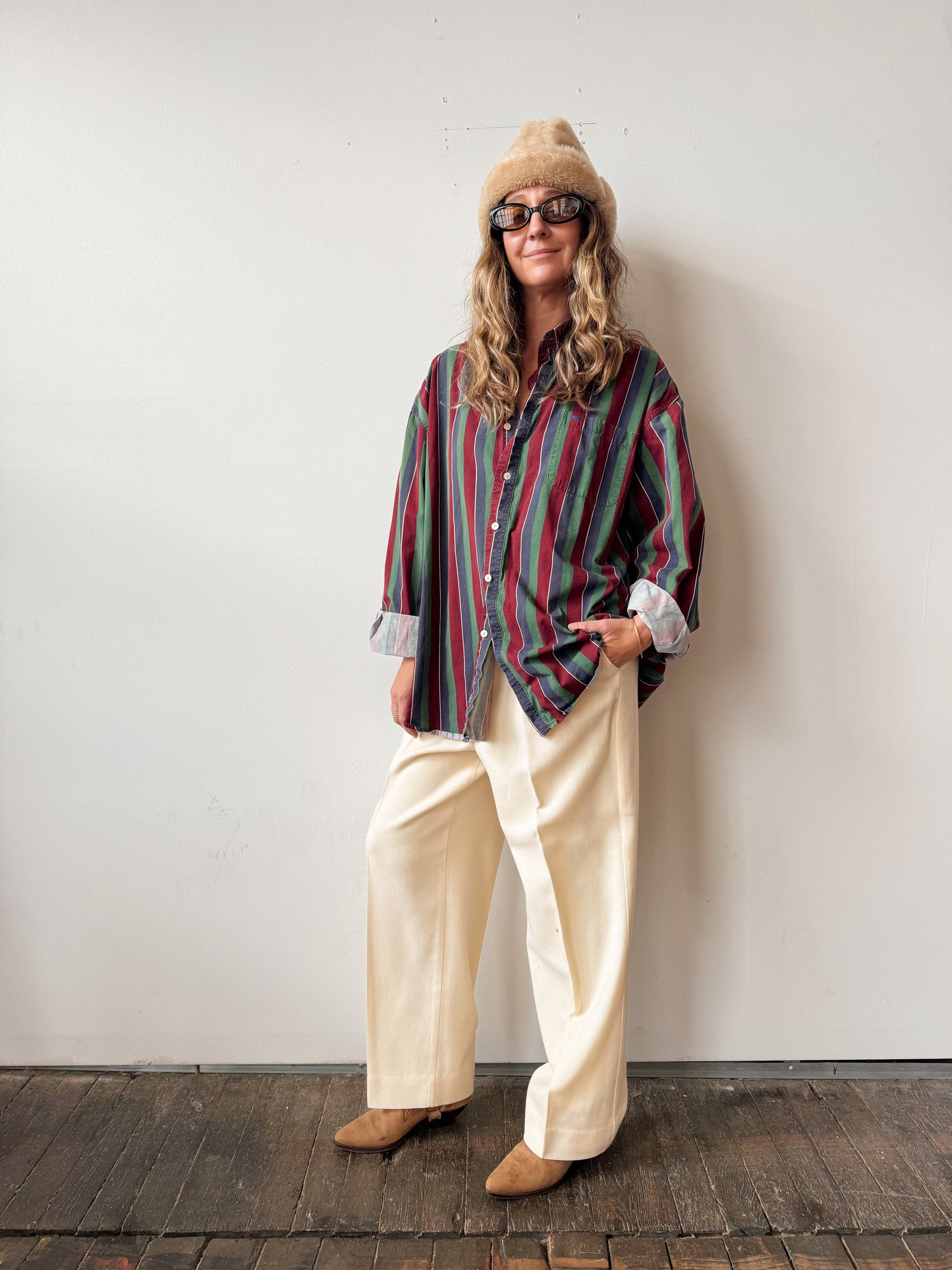 Julian Striped 90s Mens Button Down Shirt (XXL)