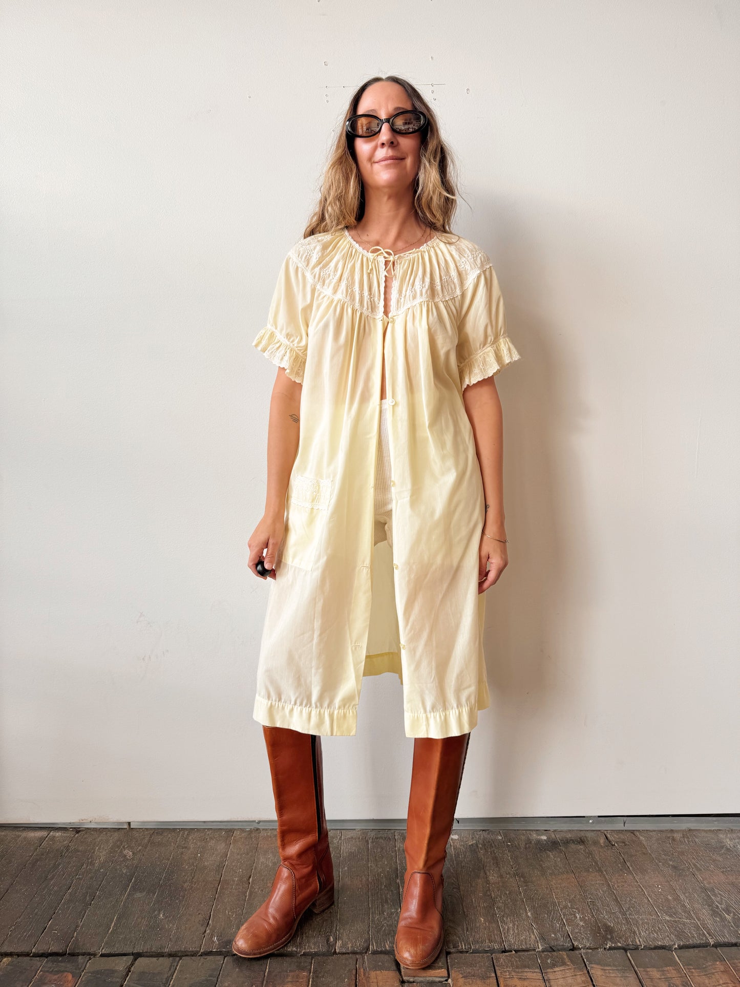 Butter Yellow Sleep Shirt Dress (M)
